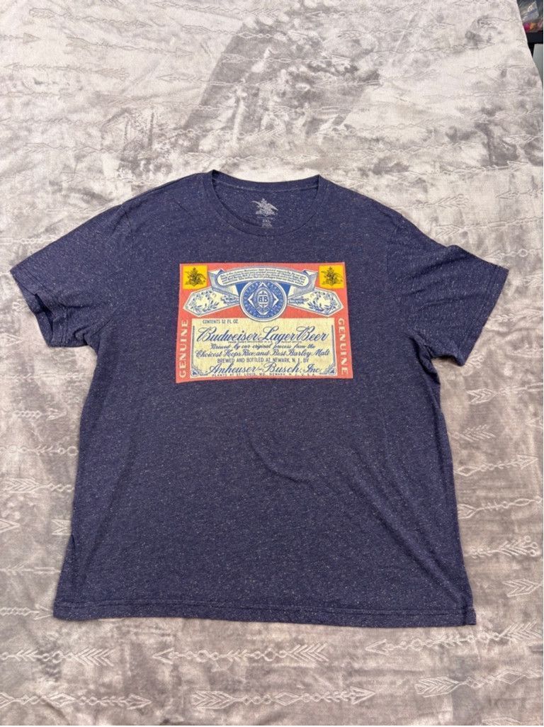 Budweiser Men's Budweiser T-shirt 2XL Blue Size US XL / EU 56 / 4 - 2 Thumbnail