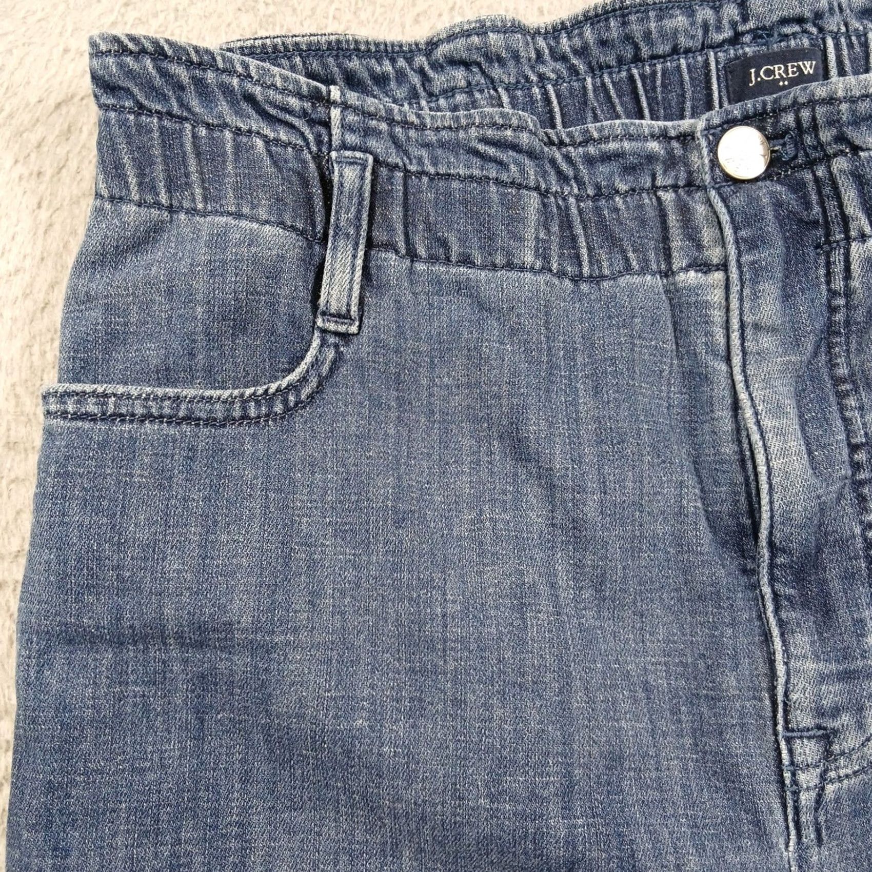 J.Crew VINTAGE not applicable J.CREW Pull-On Wide Leg Denim Trousers Women's 30 Blue Elastic Waist EUC Size 30" / US 8 / IT 44 - 5 Thumbnail