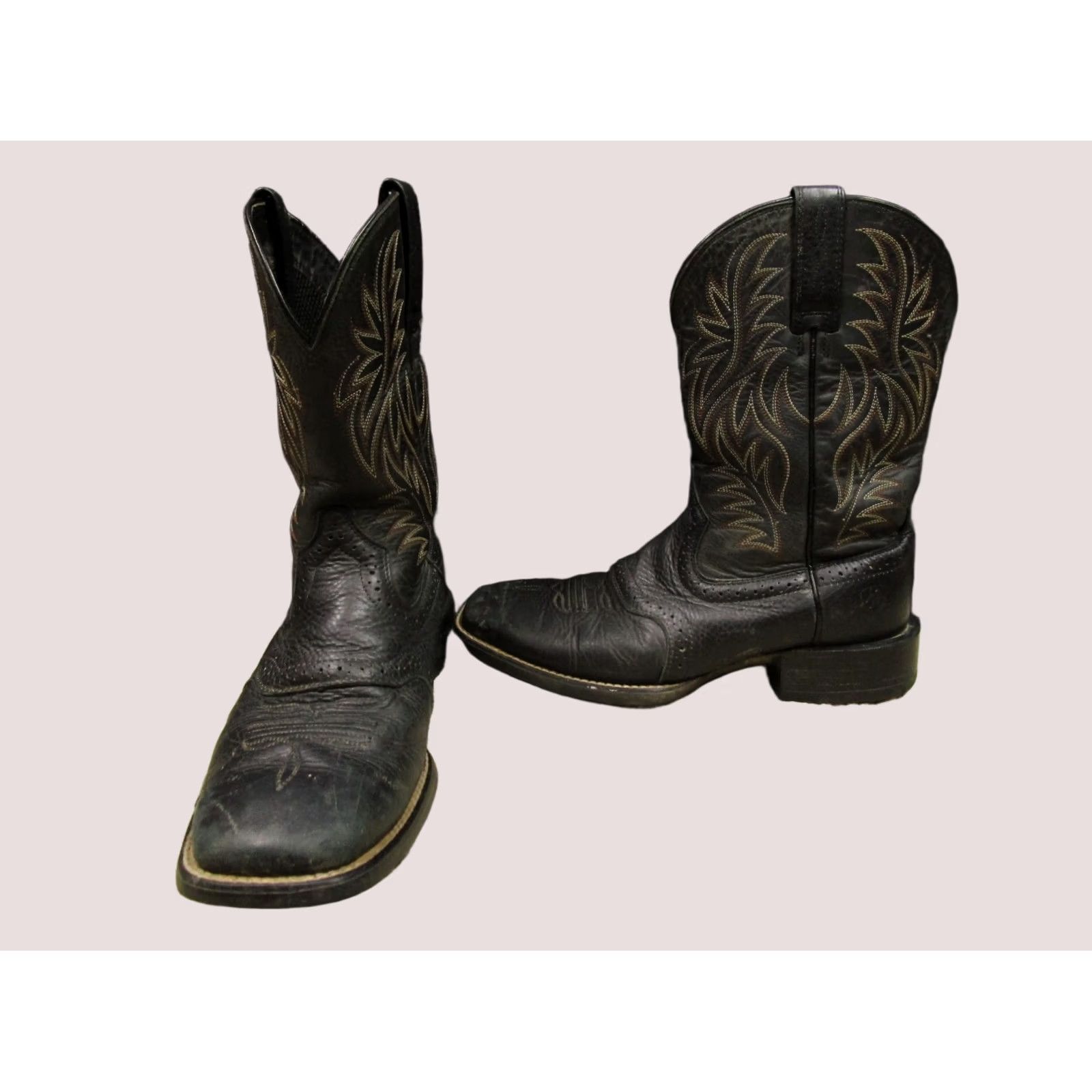 Ariat Ariat Boots Men Western Leather Black Square Toe 7 Size US 7 / EU 40 - 1 Thumbnail