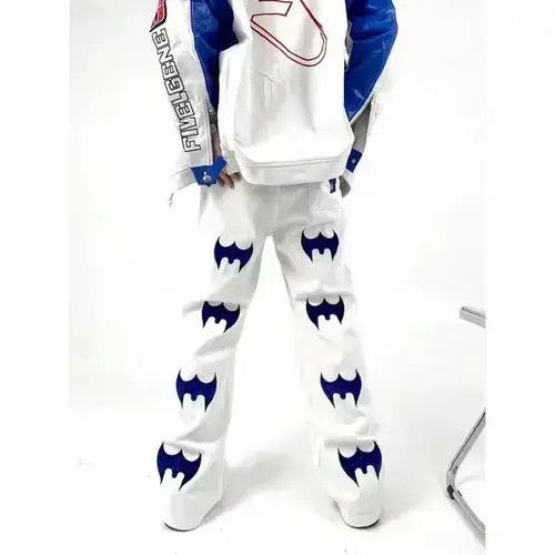 High Street Y2K Bat Print Jeans Men