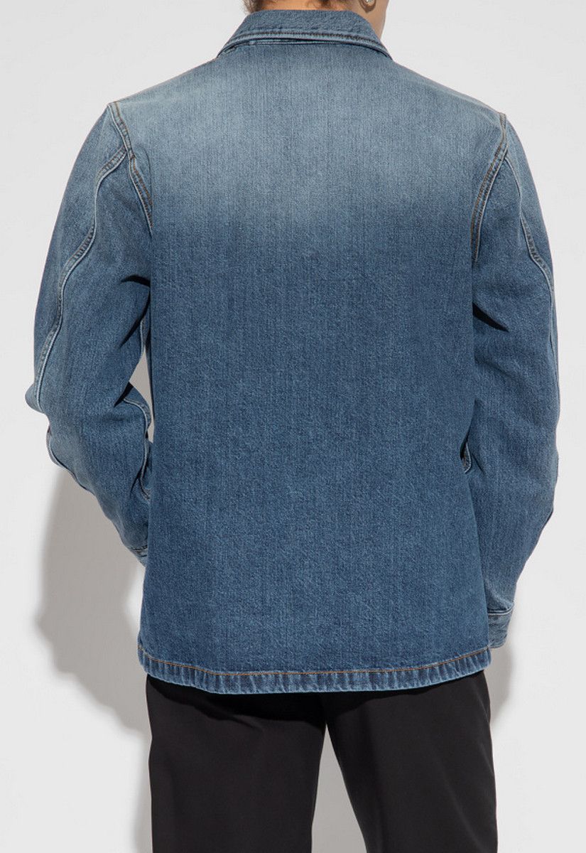 ALEXANDER MCQUEEN embroidered logo blue denim shirt Medium q