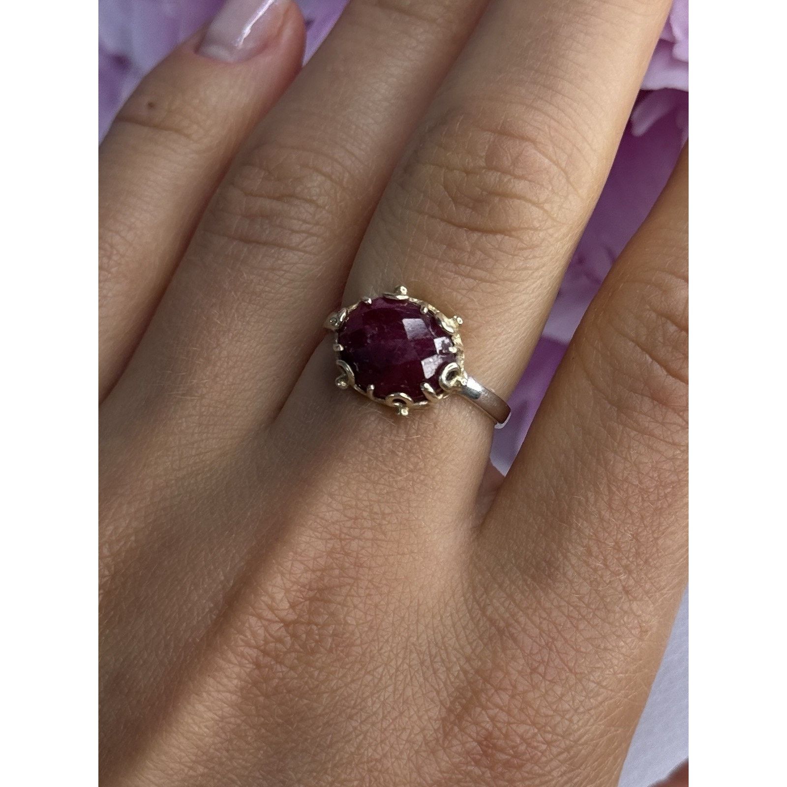 Jewelry 925 STERLING SILVER GOLD PLATED PART RUBY RING SIZE 8 Size ONE SIZE - 7 Thumbnail
