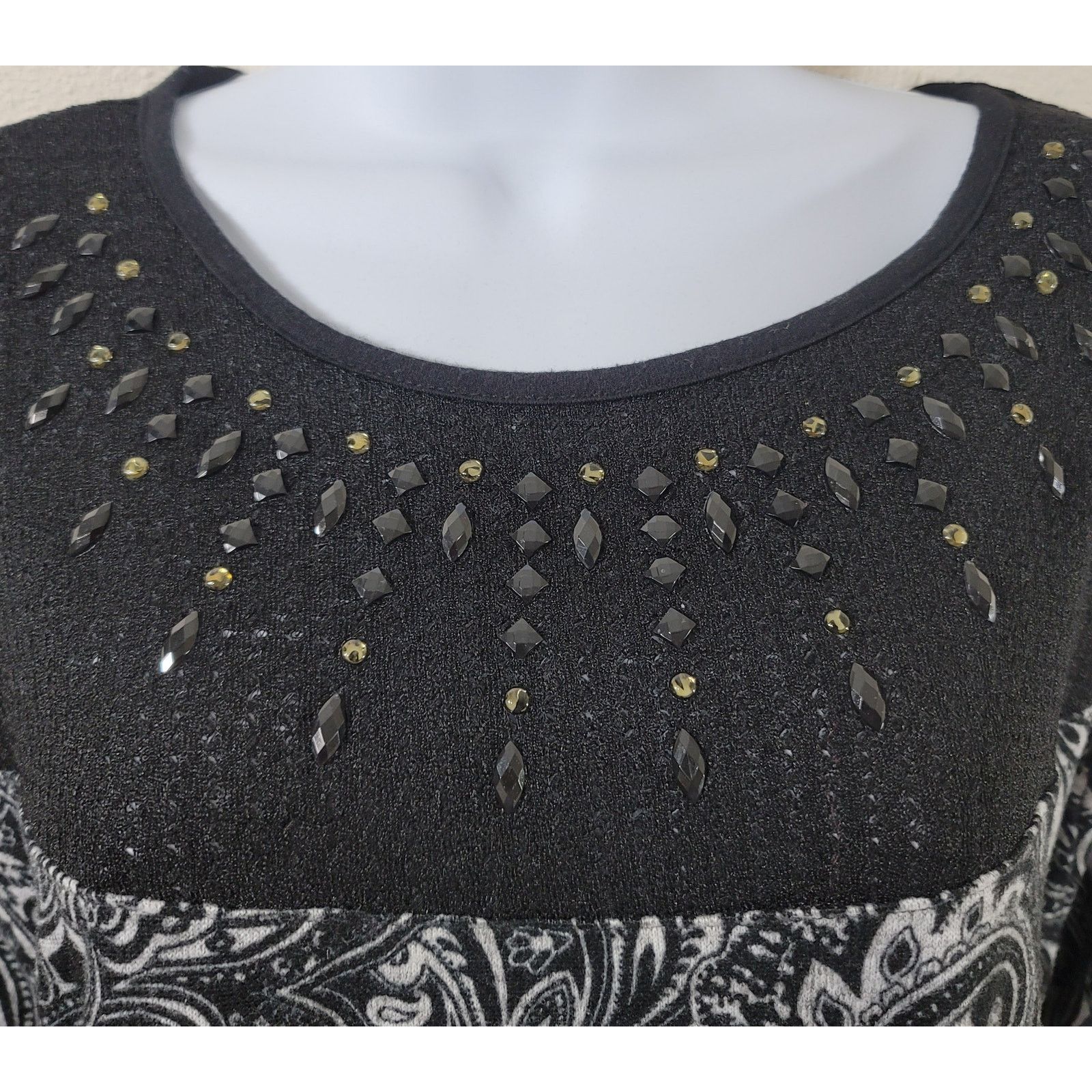 Other French Blue Woman Black White Rhinestones Top 1X Plus Soft Size XXL / US 16-18 / IT 52-54 - 5 Thumbnail