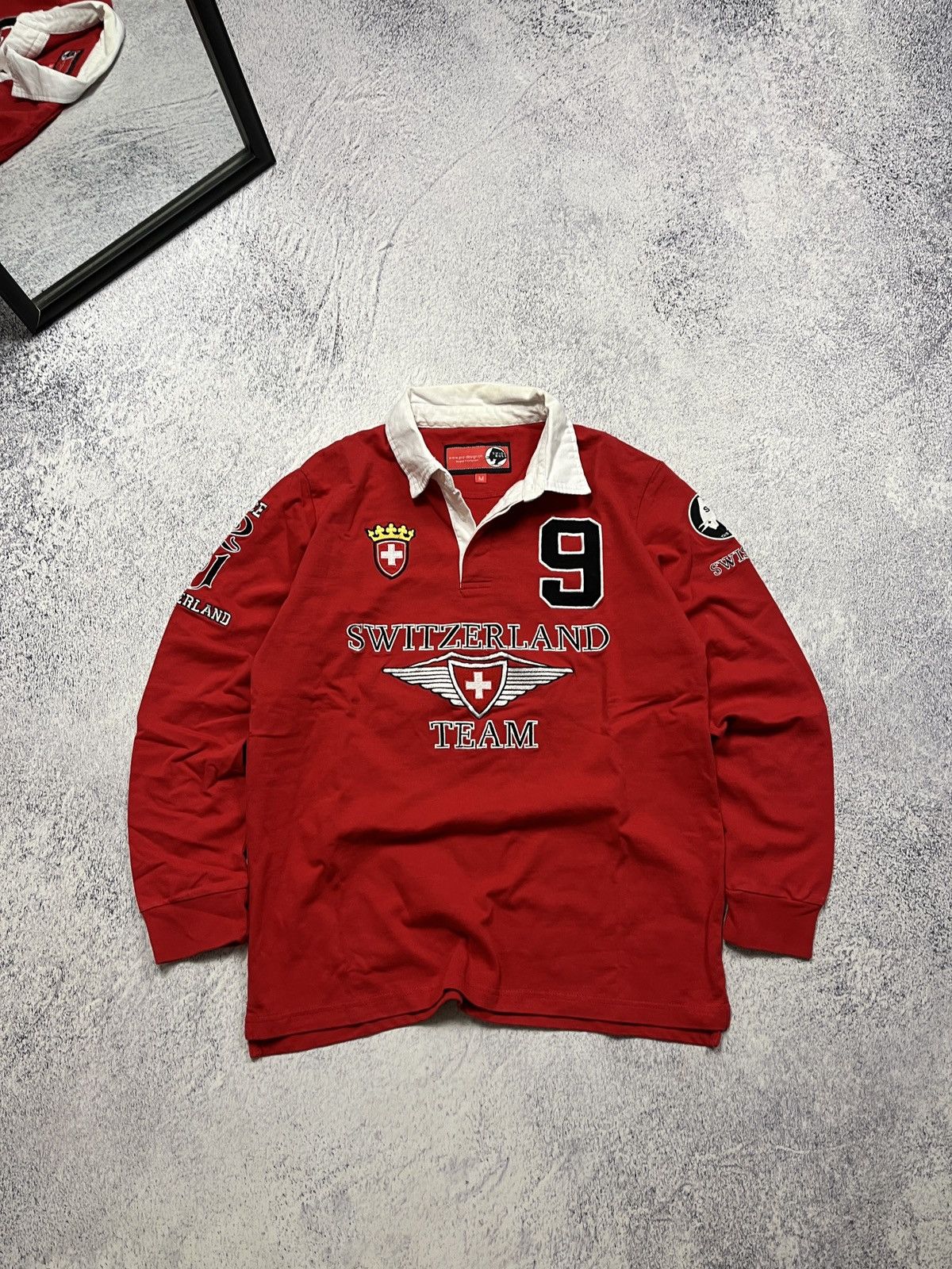 Vintage Vintage Swiss Bull Switzerland Team Rugby Longsleeve #9 Rare Size US M / EU 48-50 / 2 - 1 Thumbnail