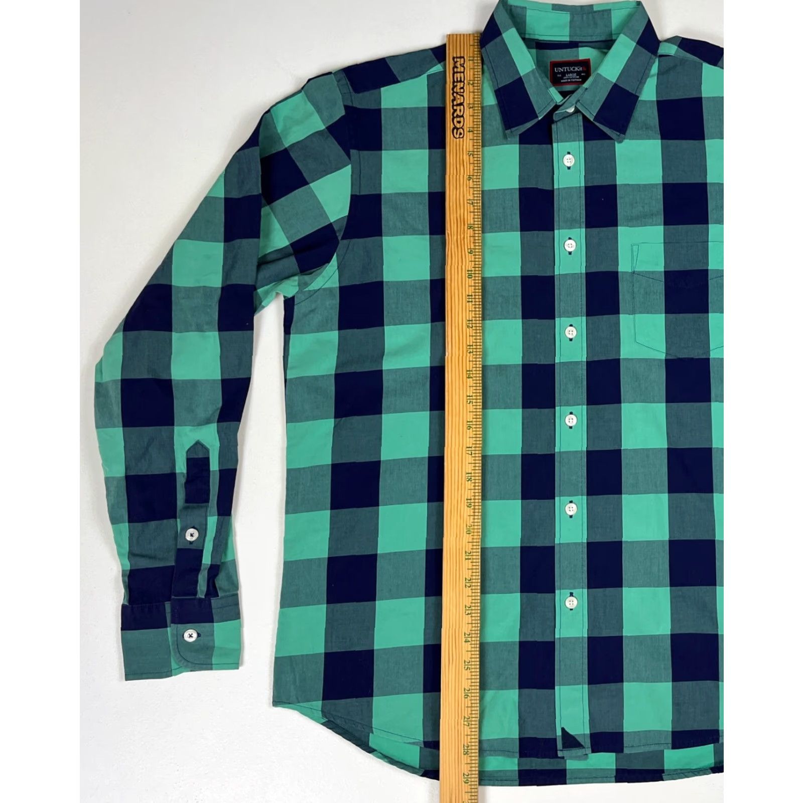 UNTUCKit UNTUCKit Men's Button-Up Plaid Shirt L Blue Green Navy Cotton Casual Regular Size US L / EU 52-54 / 3 - 7 Thumbnail
