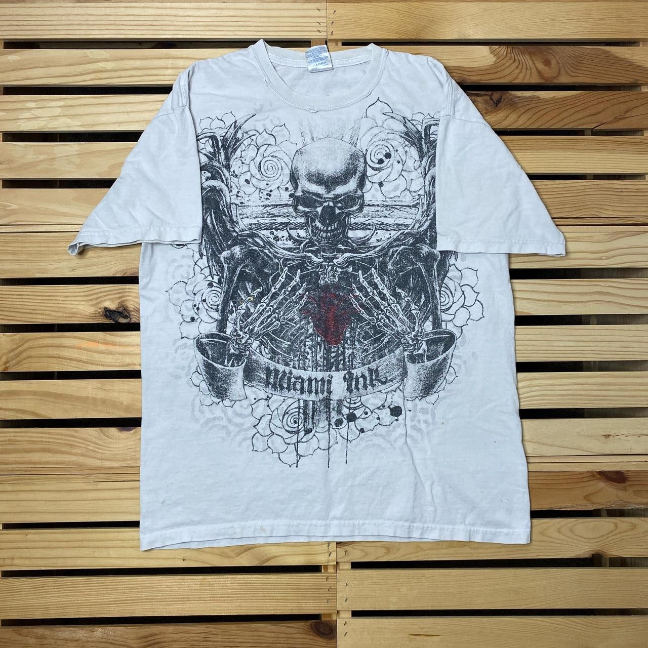 Gildan Miami Ink White Thrashed Y2K Tee Size Medium Size US M / EU 48-50 / 2 - 1 Thumbnail