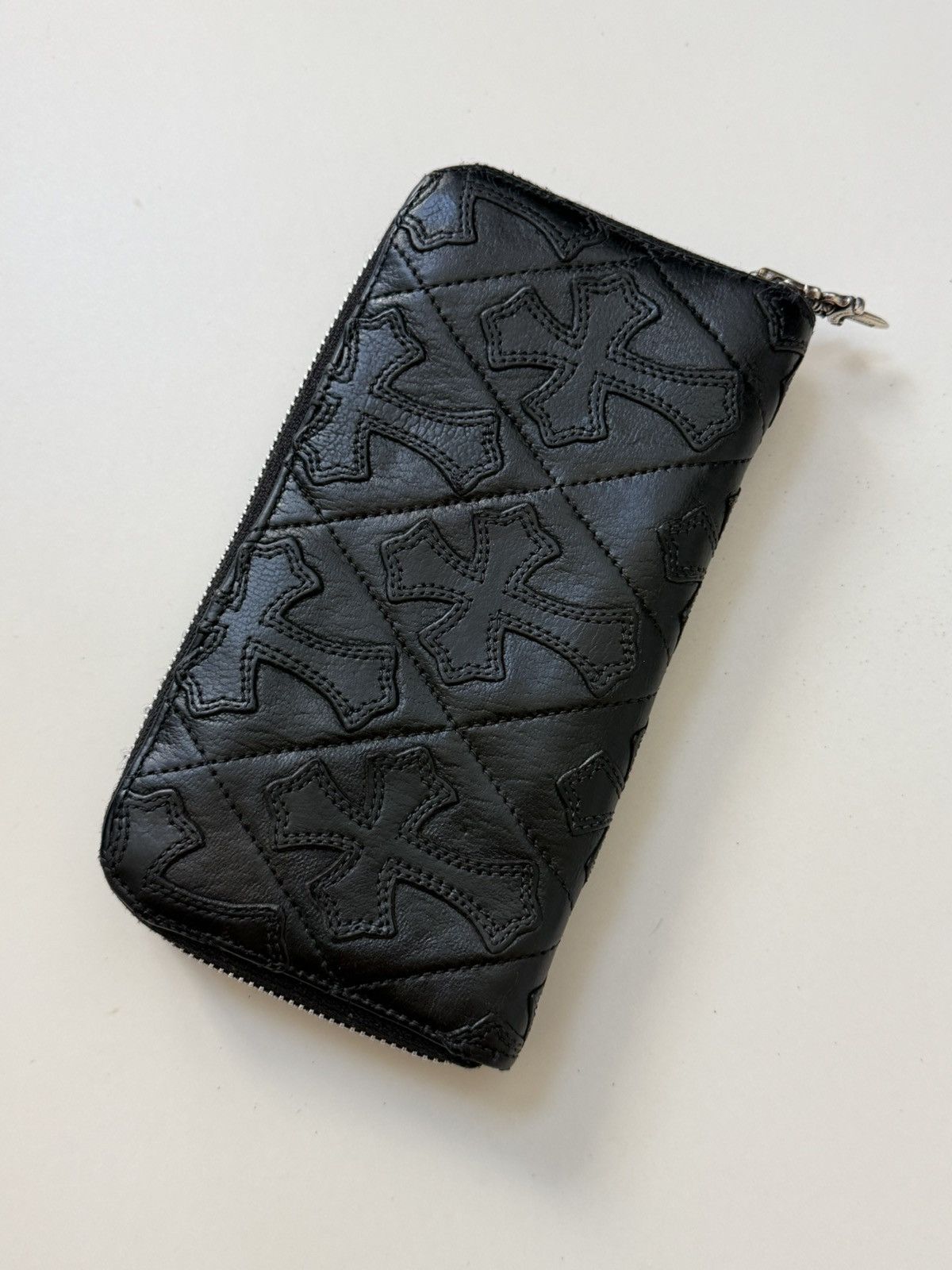 Chrome Hearts Chrome Hearts Cemetery Black Leather Cross Patch Zip Wallet Size ONE SIZE - 1 Thumbnail