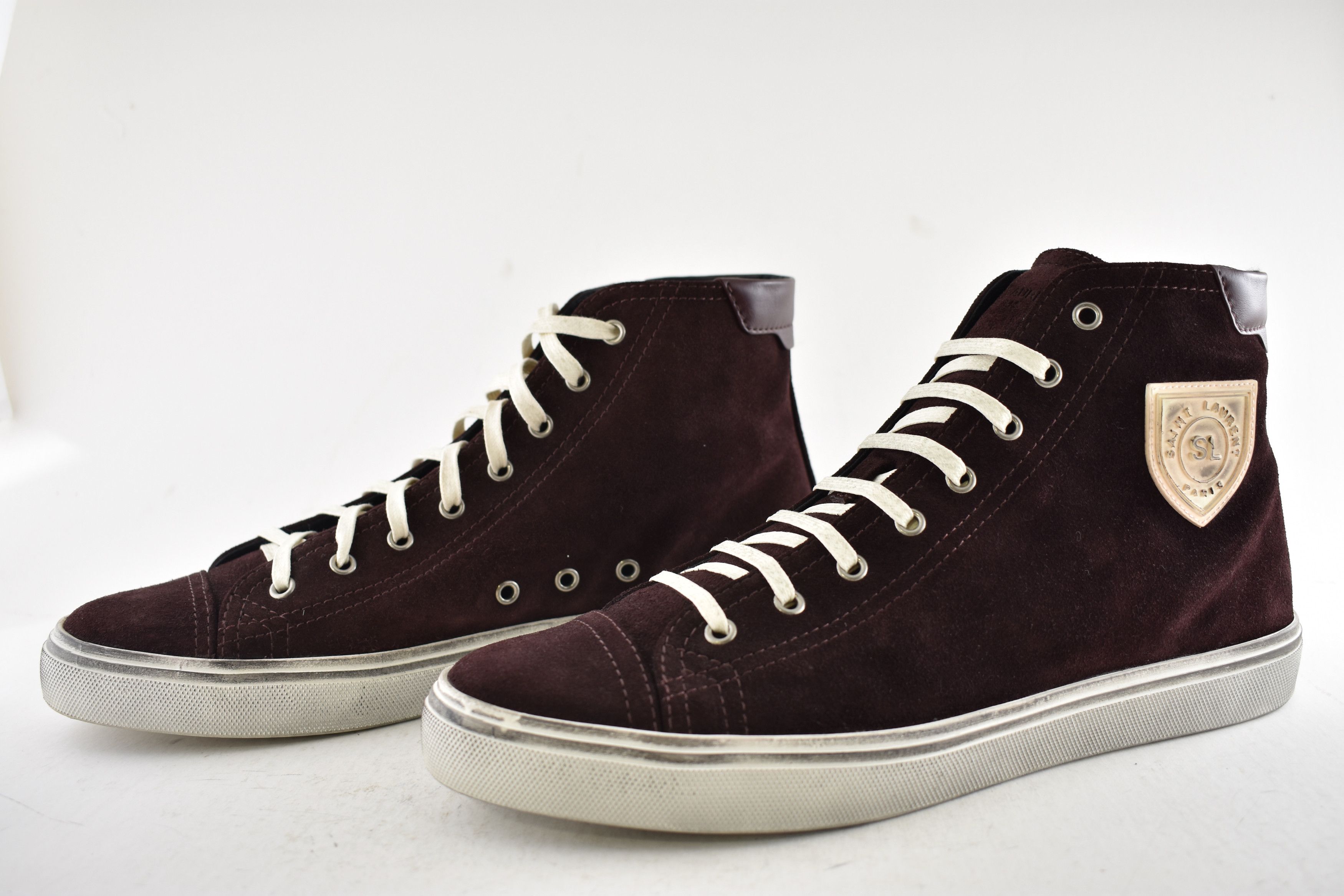 Saint Laurent Paris Bedford SW SL Patch Barolo Red Flat High Top Sneaker 44 11 Size US 11 / EU 44 - 10 Thumbnail