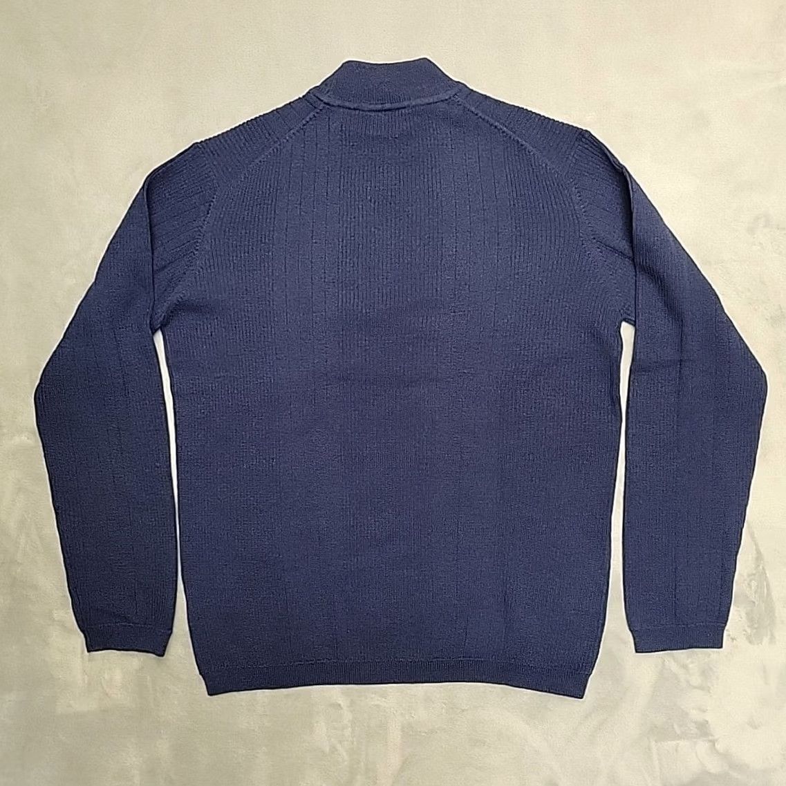 Vintage VINTAGE J. Ferrar Sweater Mens S Blue Mock Neck 100% Merino Wool Ribbed Minimalist Mens Size US S / EU 44-46 / 1 - 5 Thumbnail