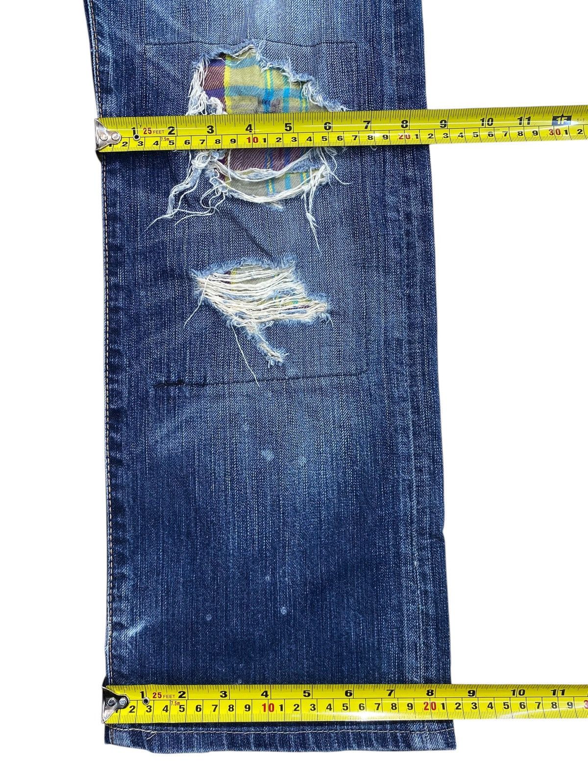 Edwin Vintage Edwin 503 Blue Wash Distress Patch Style Loose Jeans Size US 31 - 10 Thumbnail