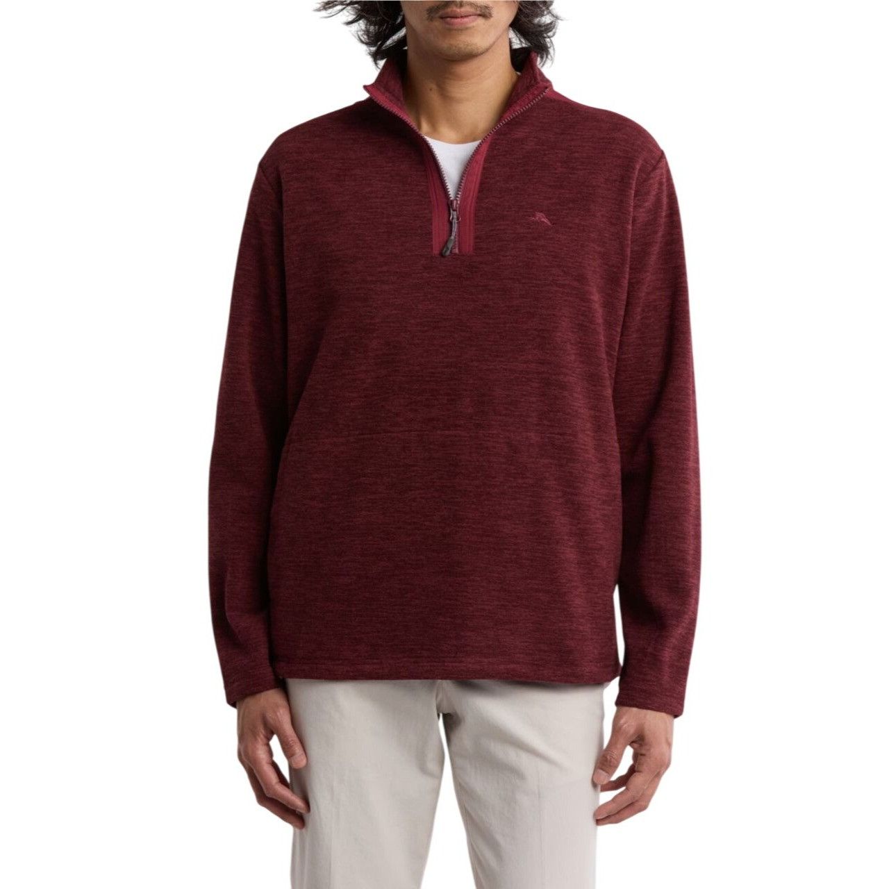 Tommy Bahama Tommy Bahama Mens Wine Half Zip Stand Collar Pockets Knit Pu Size US XL / EU 56 / 4 - 1 Thumbnail