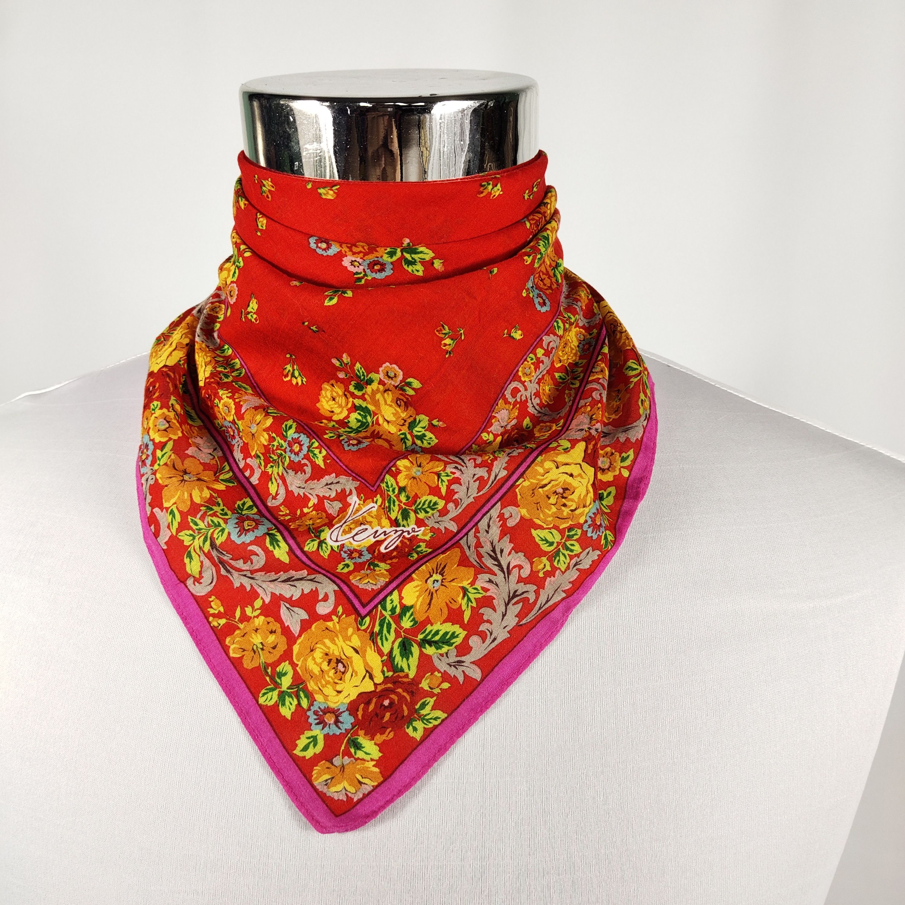 Kenzo × Vintage Kenzo Handkerchief / Bandana / Neckerchief FZ195 Size ONE SIZE - 1 Thumbnail