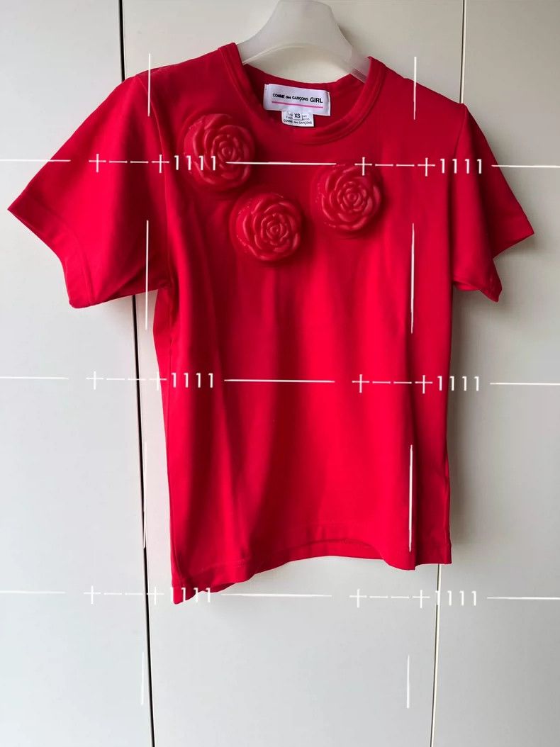 Comme des Garcons Comme Des Garcons Rose Flower Short Sleeve T-Shirt Size XS / US 0-2 / IT 36-38 - 4 Thumbnail