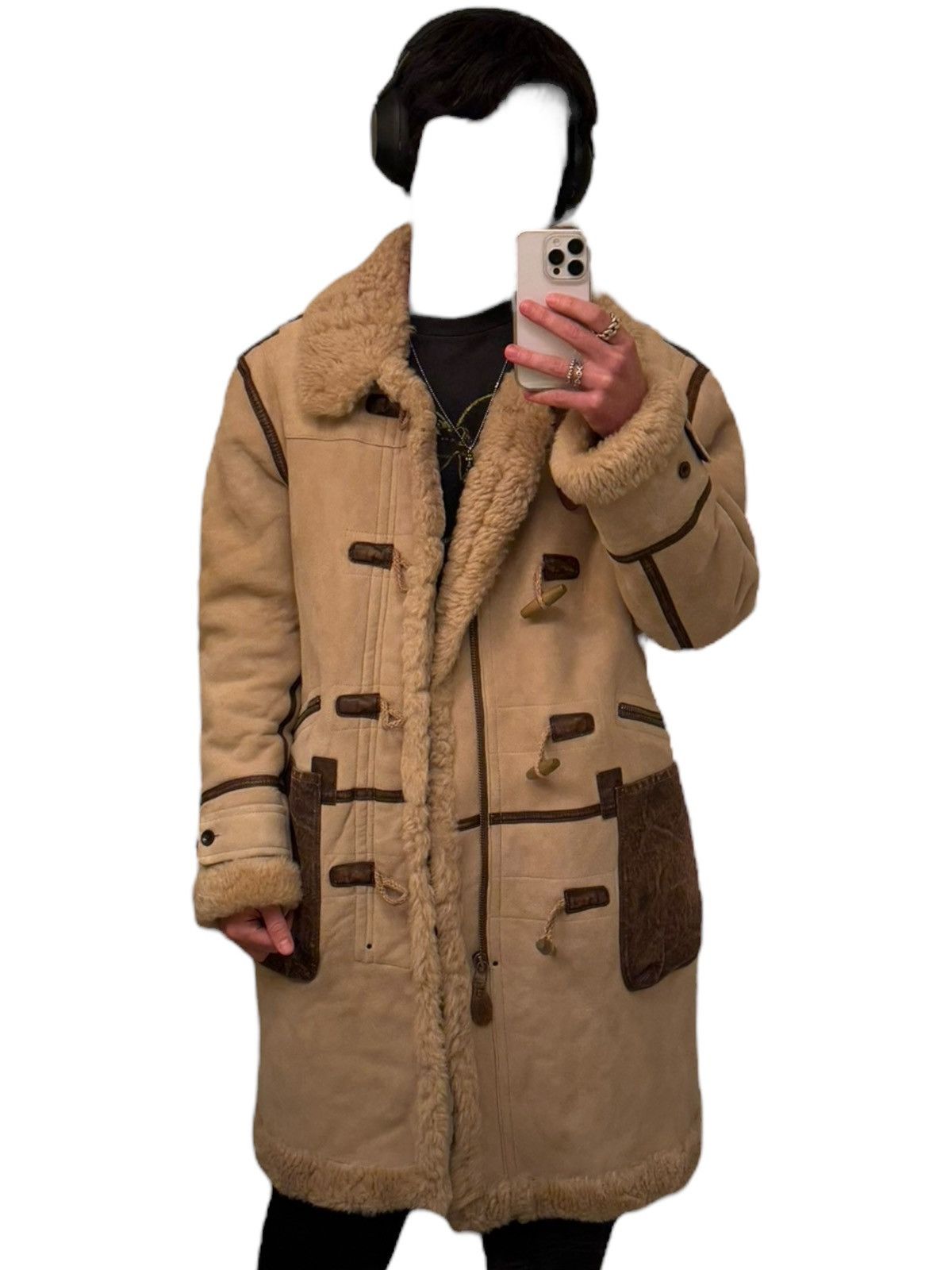 Polo Ralph Lauren Sample Shearling Leather Duffle Flight Coat Size US M / EU 48-50 / 2 - 4 Thumbnail