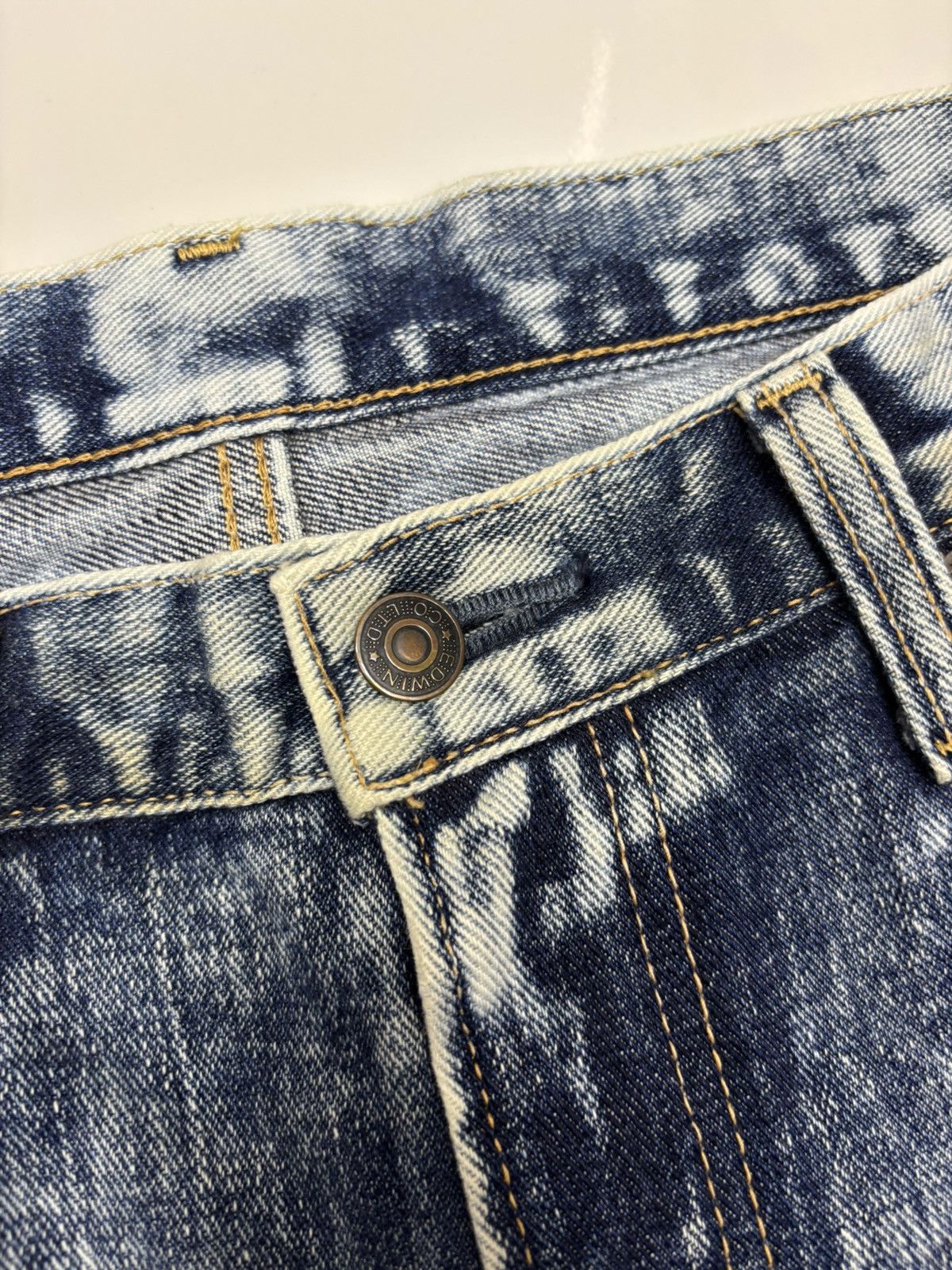 Kapital Edwin No 403 Acid Wash Made In Japan Distressed Denim Jeans Size US 34 / EU 50 - 10 Thumbnail