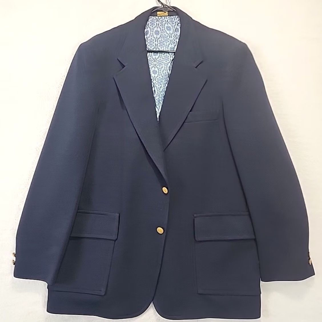 Vintage VINTAGE Tailored Jacket Leisure Suit Blazer Sport Coat Navy Blue 70s Mens 46 Reg Johnny Carson Groovy Mod 1970s Master Crafted Polyester Size 46R - 3 Thumbnail