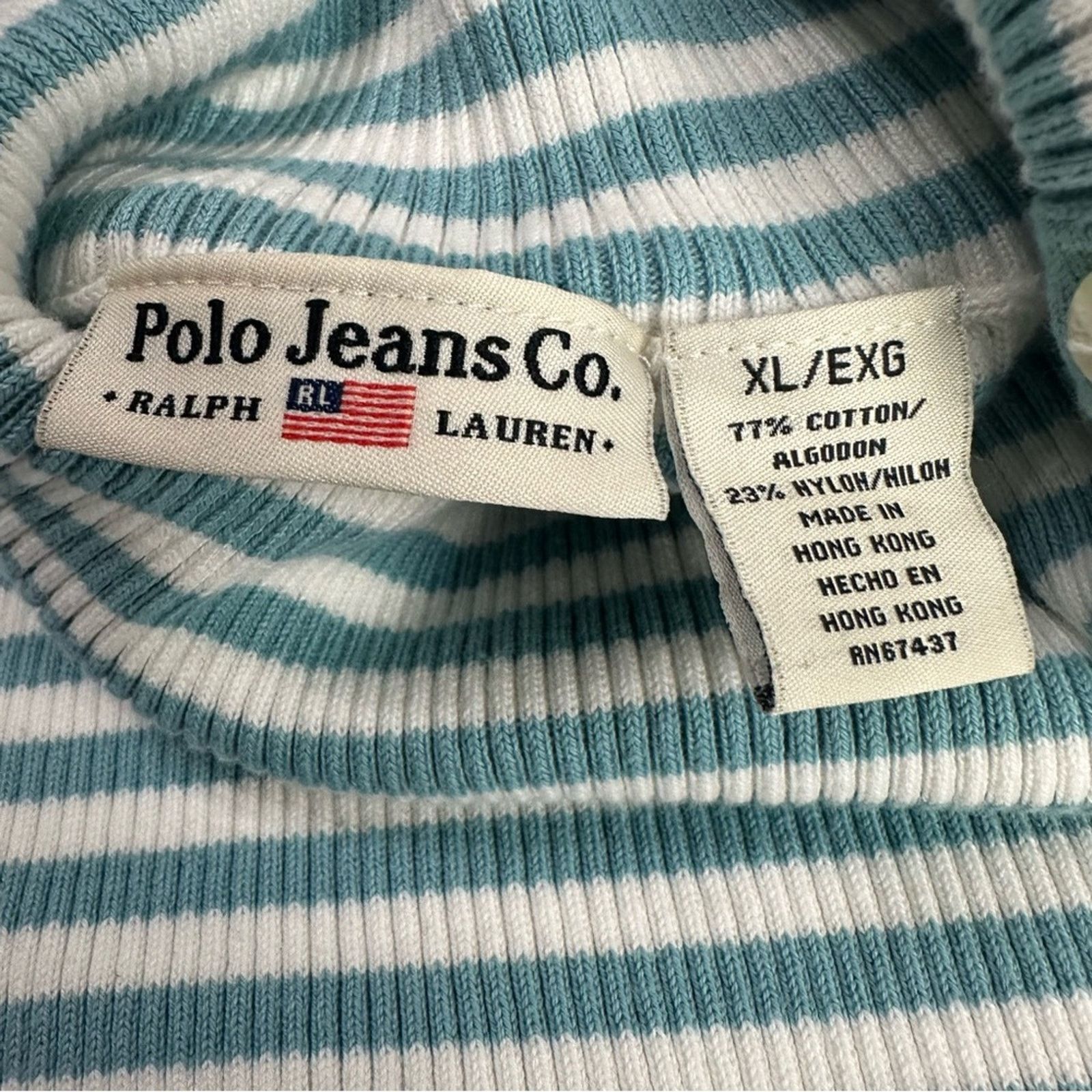 Polo Ralph Lauren Y2k Polo Jeans Ralph Lauren Blue White Striped Turtleneck XL Size XL / US 12-14 / IT 48-50 - 6 Thumbnail