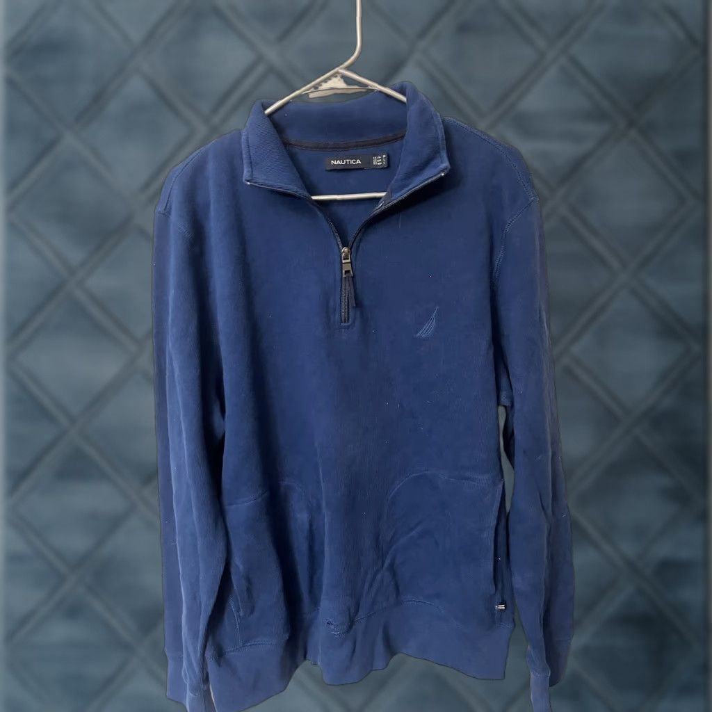 Nautica Nautica Sweater Adult M Blue Solid 1/4 Zip Pullover Mens Cotton Blend Size US M / EU 48-50 / 2 - 1 Thumbnail