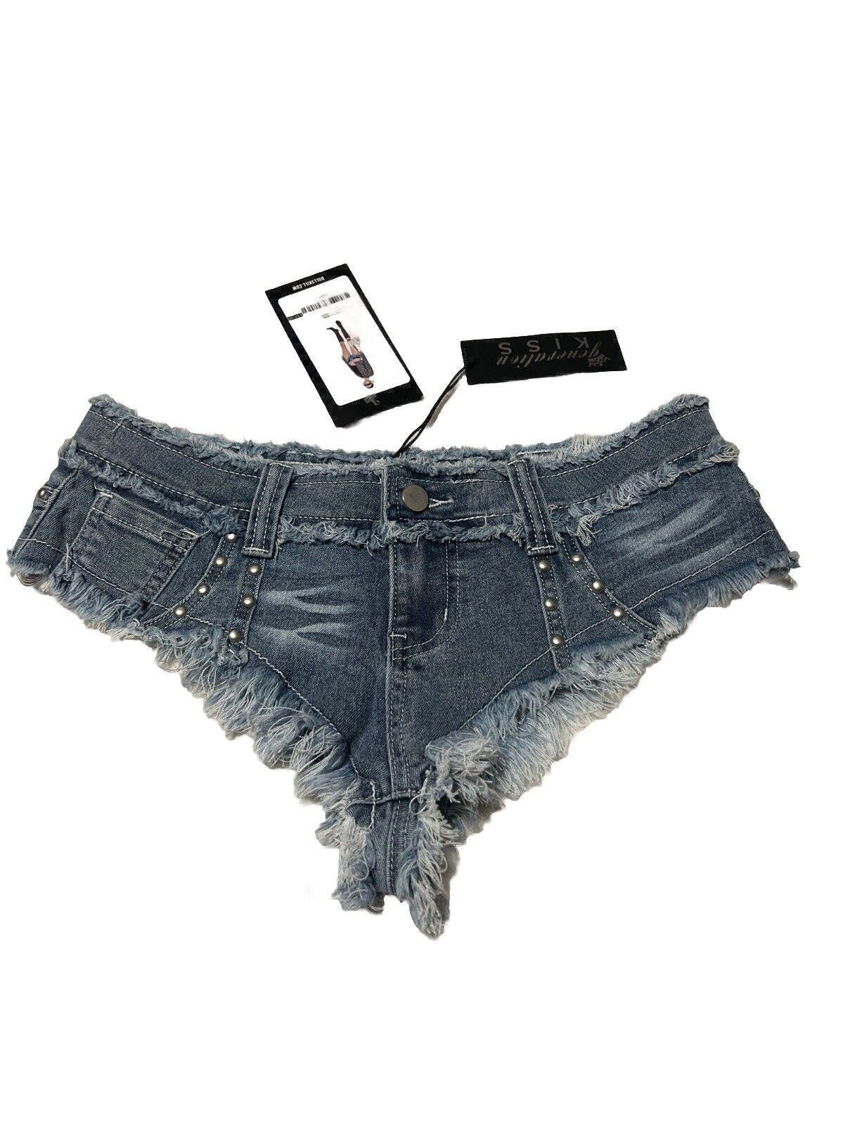 Designer Marisa Micro Shorts Medium Dolls Kill Jeans Denim Size 32" / US 10 / IT 46 - 1 Thumbnail