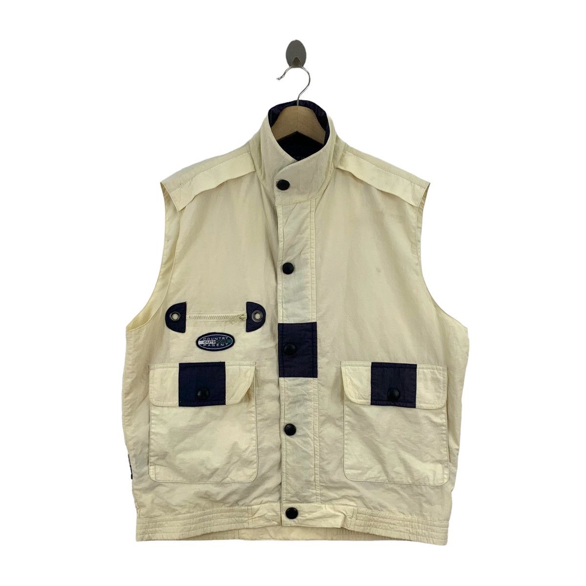 image of Vintage Country Pagent Outdoor Sports Tactical Vest Jacket in Beige, Men's (Size Small)