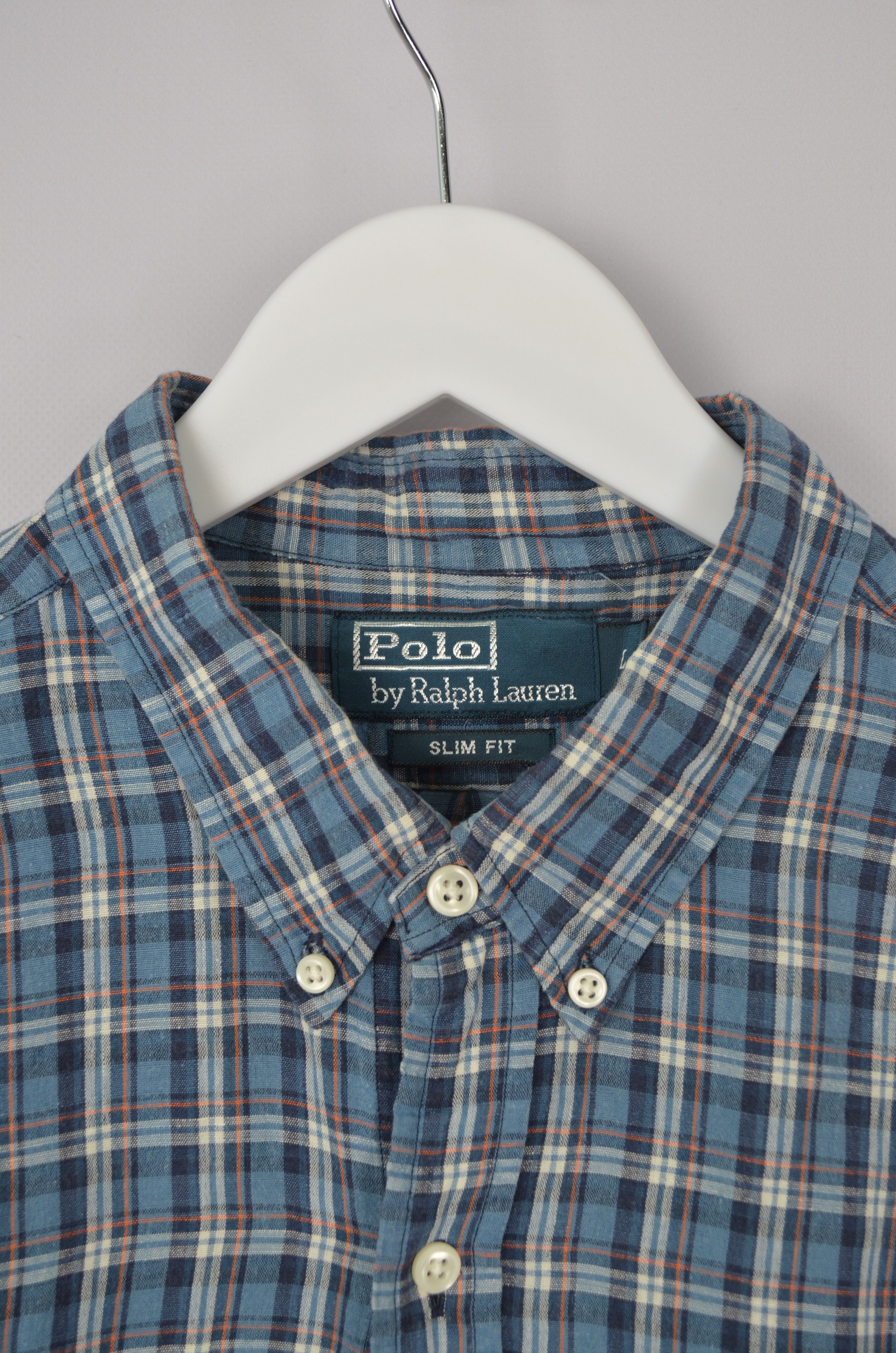 Designer × Polo Ralph Lauren Polo Ralph Lauren Check Blue White Linen\Cotton Slim Shirt Size US L / EU 52-54 / 3 - 7 Thumbnail