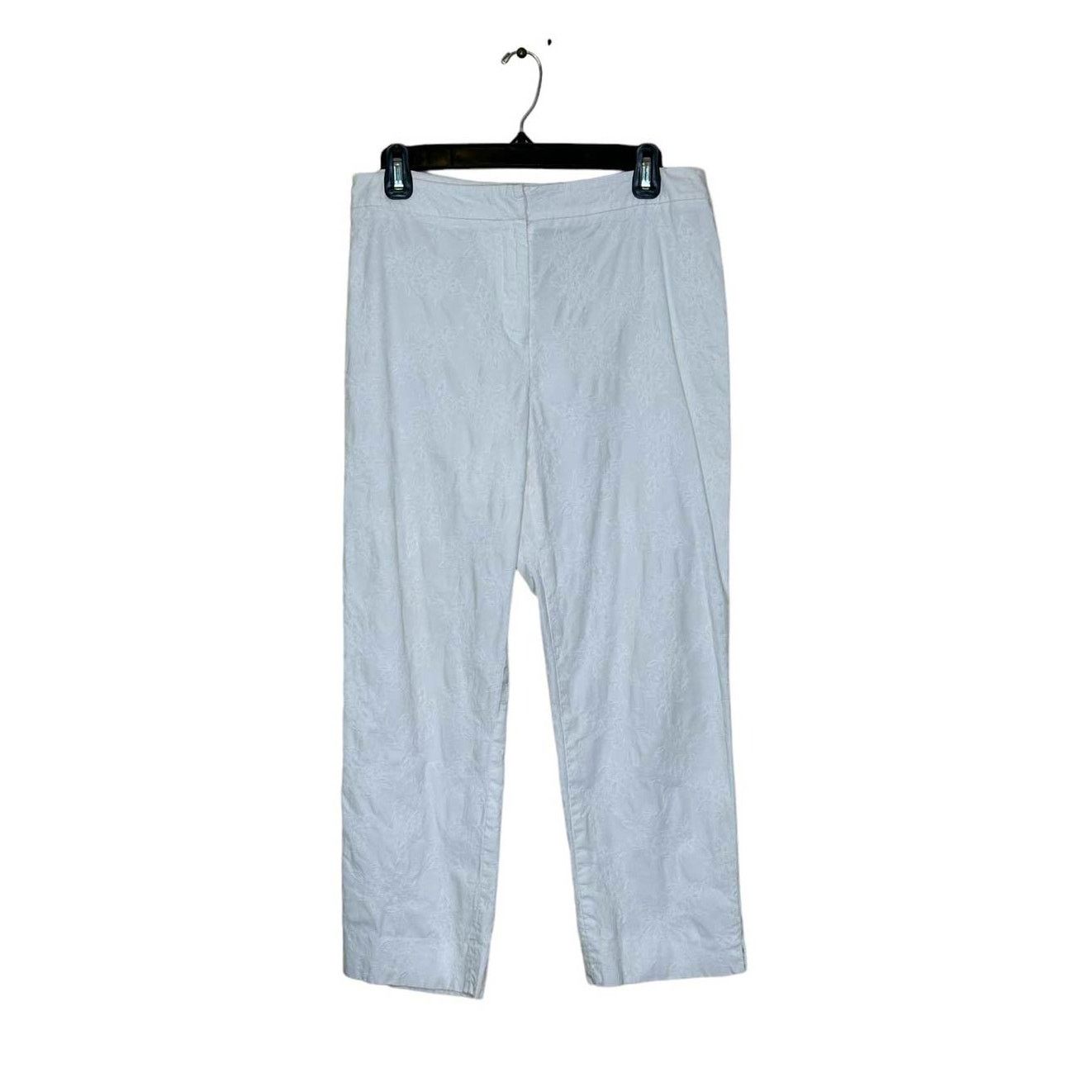 Jones New York Jones New York white floral textured cropped pants size 6 Size 28" / US 6 / IT 42 - 1 Thumbnail
