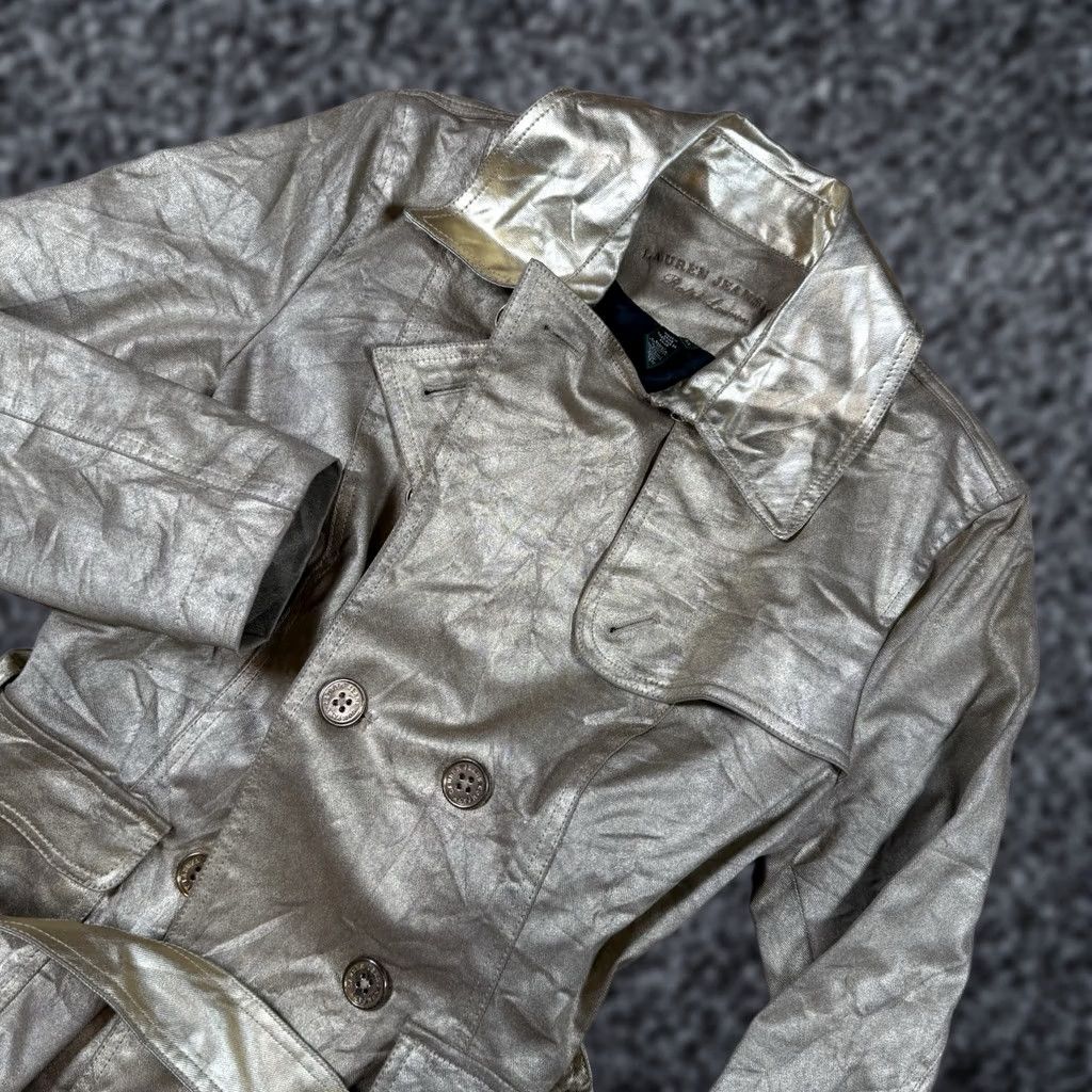 Ralph Lauren VINTAGE Ralph Lauren Jacket Women Belt Gold L Petite Metallic Belted Cotton Basic Jacket Womens Tags: None Size L / US 10 / IT 46 - 1 Thumbnail