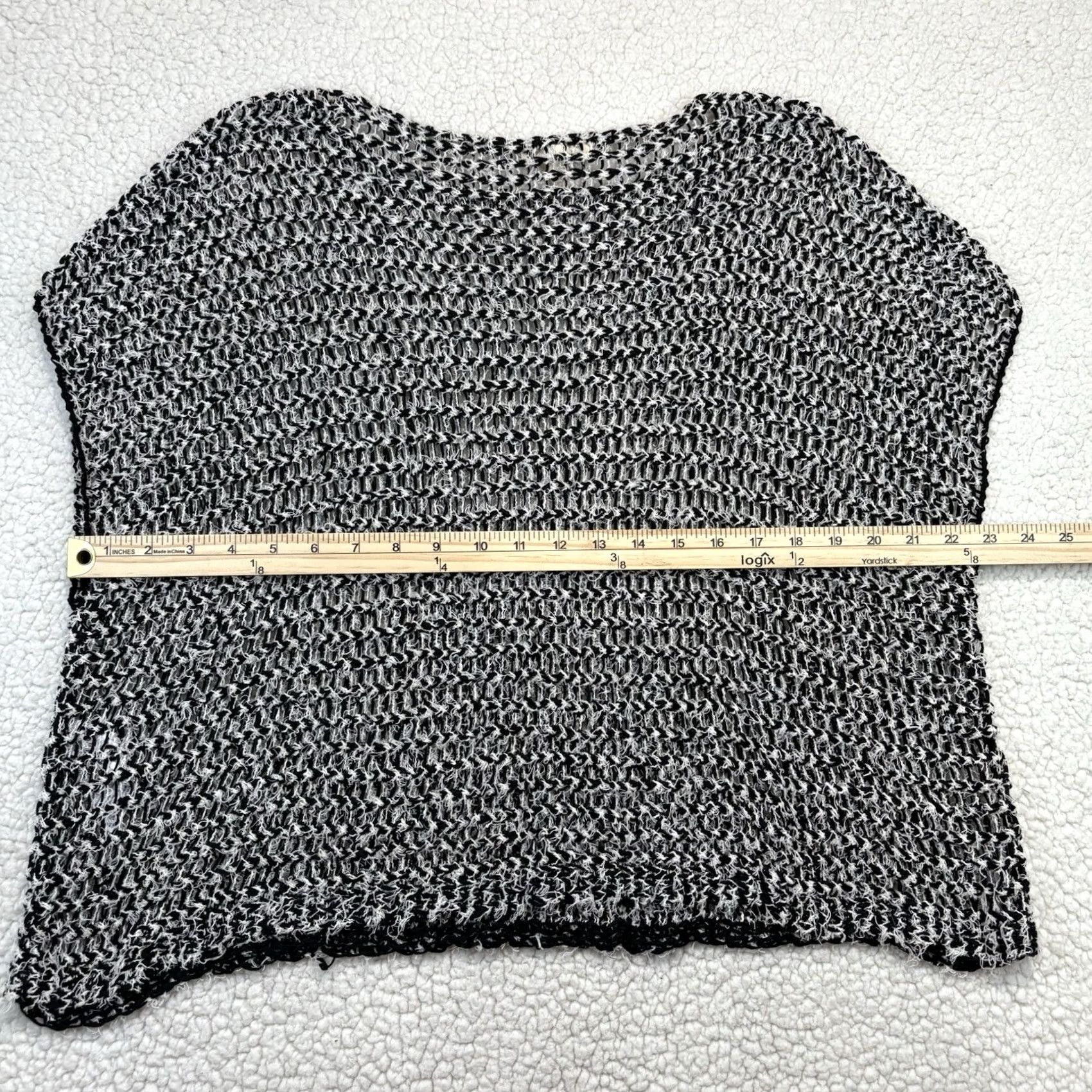 Eileen Fisher Eileen Fisher Sweater Shirt Womens Open Twist Knit Bateau Neck Boxy Short Sleeve Cotton Polyester Nylon Black White S Regular Size S / US 4 / IT 40 - 6 Thumbnail