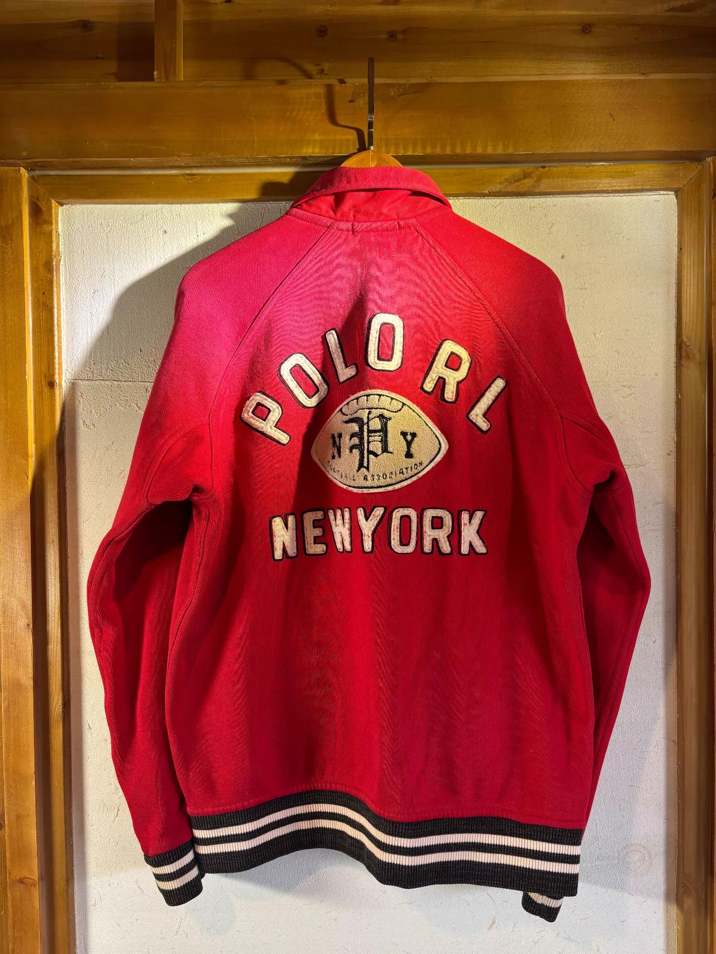 Polo Ralph Lauren RL Polo Rugby Raglan Jacket (L) 90’s Calfskin Pockets Size US L / EU 52-54 / 3 - 9 Thumbnail