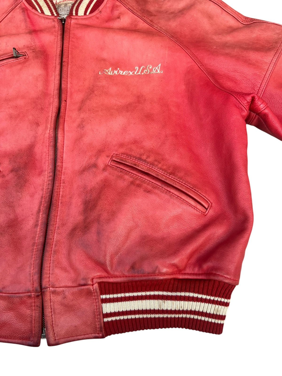 Avirex 90s Avirex Muddy Patina Leather Flight Jacket Military Size US M / EU 48-50 / 2 - 20 Thumbnail