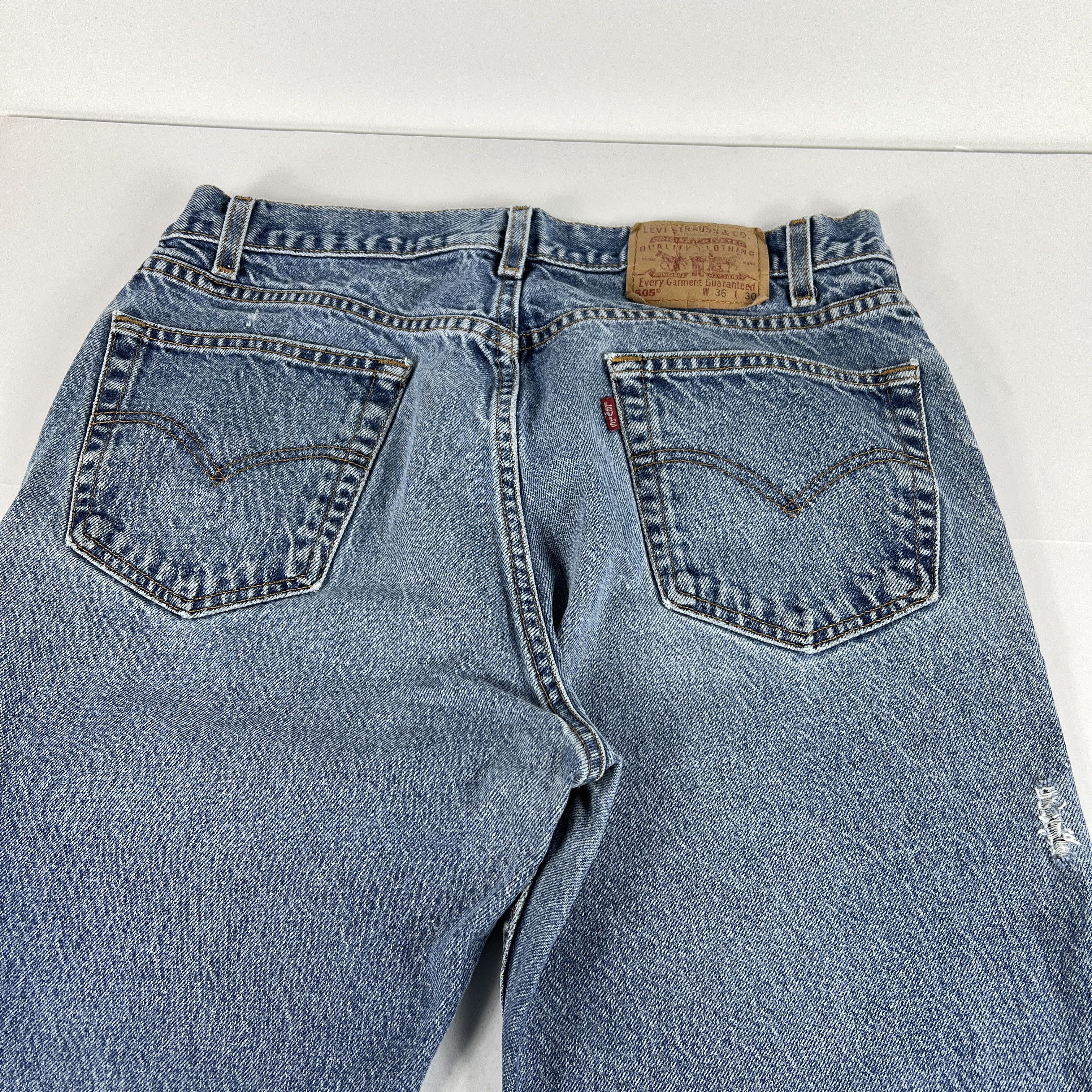 VTG Levi's Jeans 505 Straight Blue Faded Distressed Denim