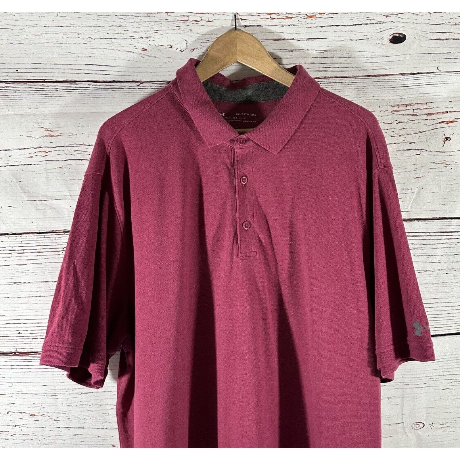 Under Armour Under Armour Heat Gear Polo Shirt Mens 2XL Wine Color Preppy Size US XXL / EU 58 / 5 - 3 Thumbnail