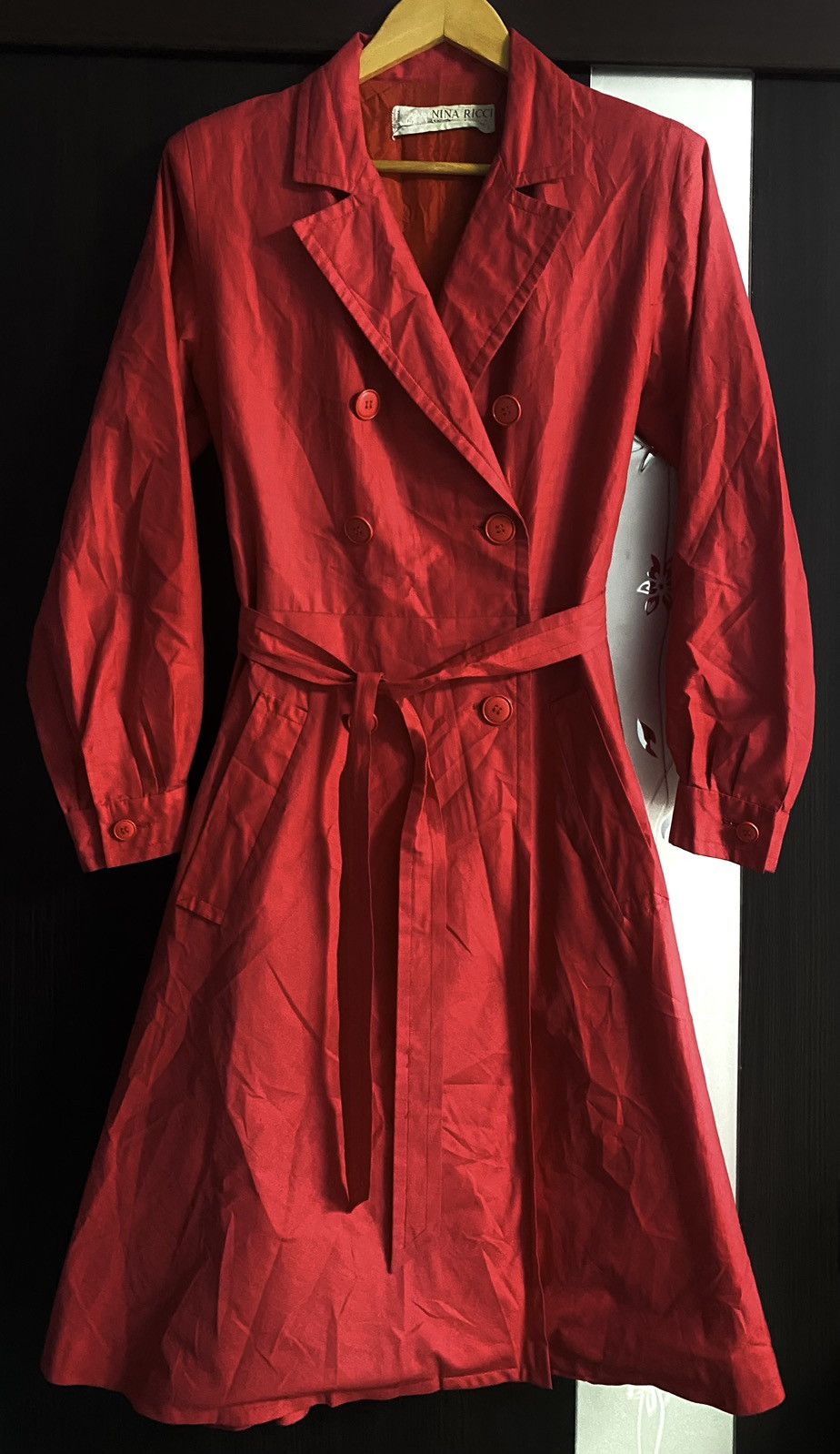 Nina Ricci 70-80’s Nina Ricci Boutique Archival Red Trench Coat Jacket Size S / US 4 / IT 40 - 2 Thumbnail