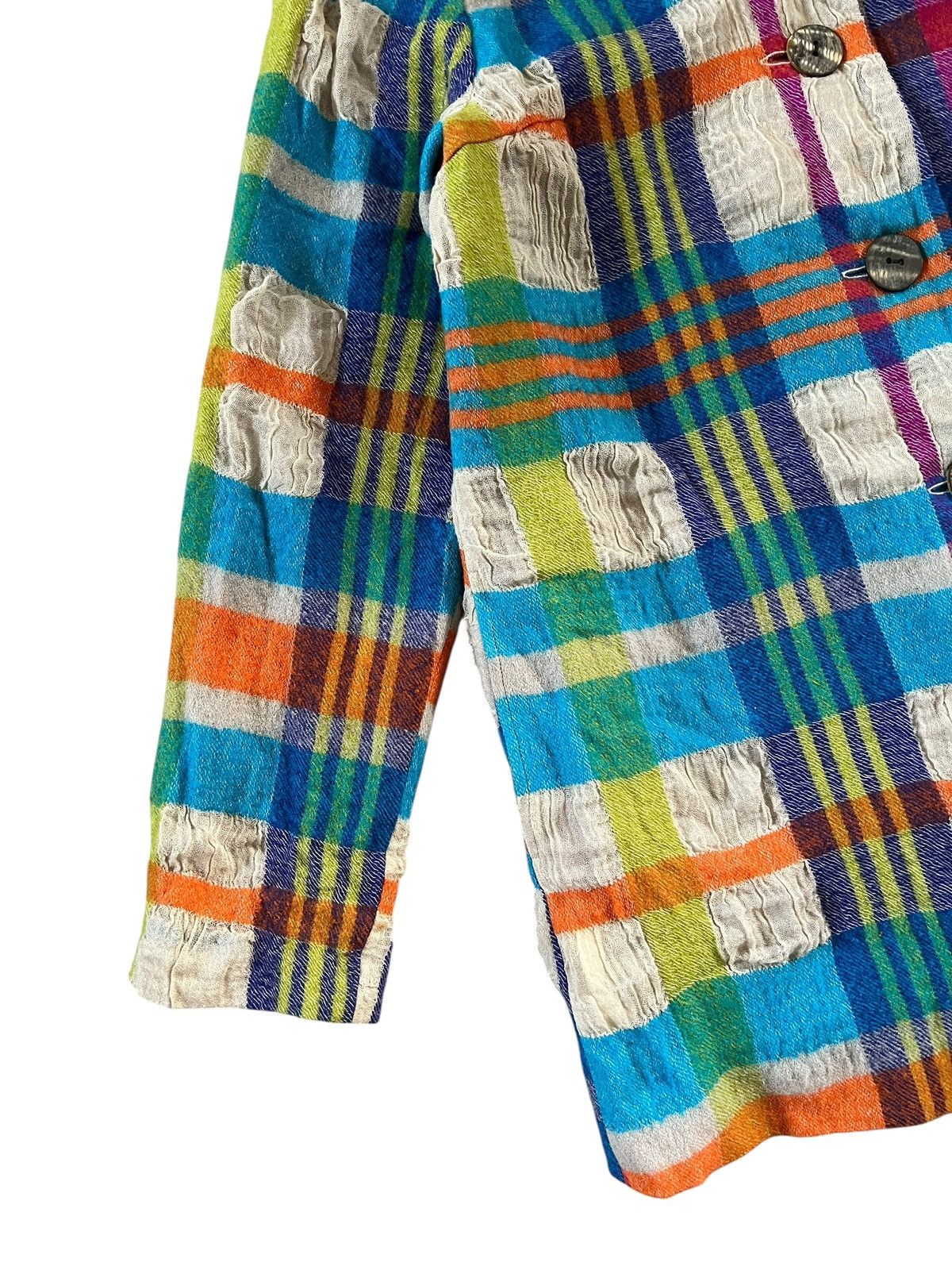 Issey Miyake M. & Kyoko Multicolor Plaid Wool Textured Coats Size M / US 6-8 / IT 42-44 - 4 Thumbnail