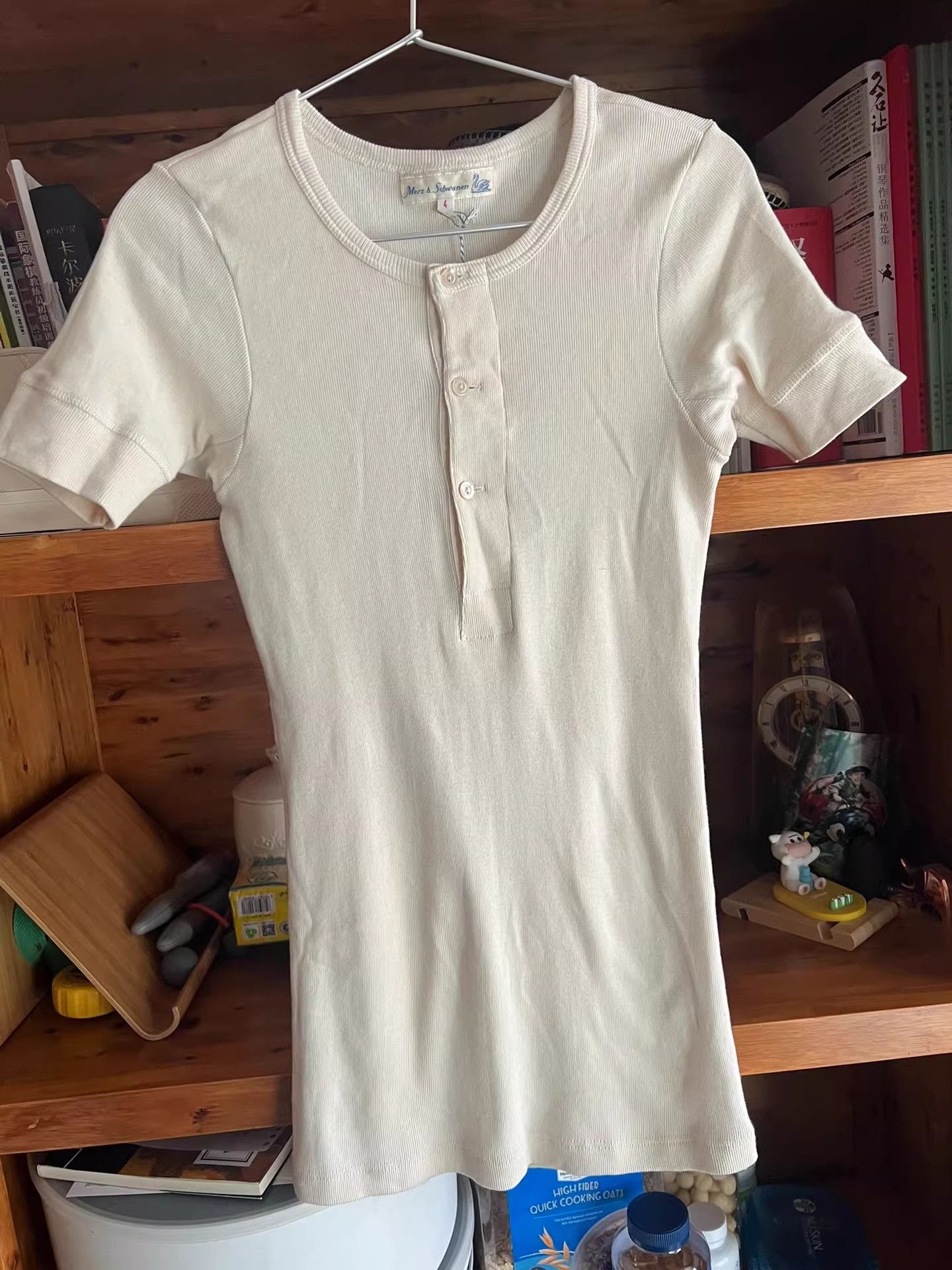 Merz B. Schwanen Merz b.Schwanen Vintage Henley Short-sleeve Size US XL / EU 56 / 4 - 2 Thumbnail