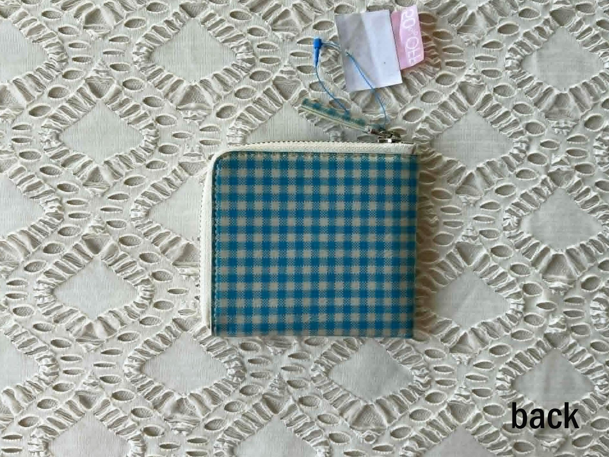 agnes b. 2000s agnes b. Wallet, Blue & Cream Gingham Half Zip wallet Size ONE SIZE - 3 Thumbnail
