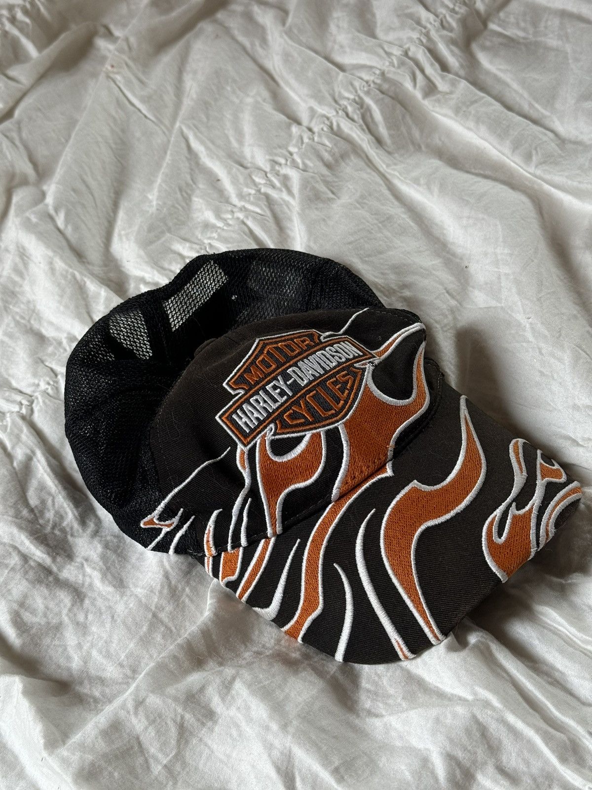 Harley Davidson × Vintage Y2K Harley Davidson flame trucker Cap vintage Size ONE SIZE - 3 Thumbnail