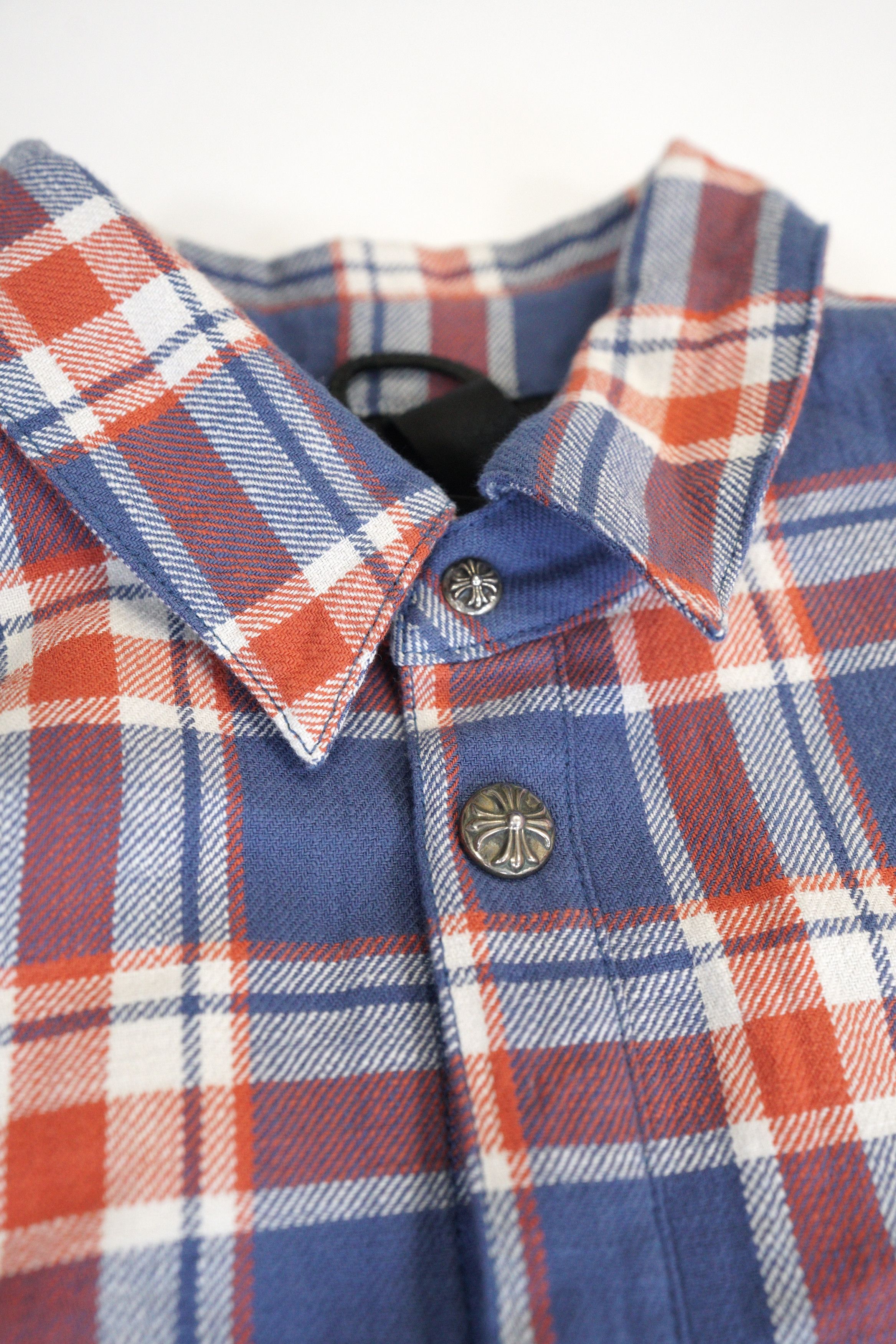 Chrome Hearts Chrome Hearts Blue & Red Plaid Cropped Cargo Flannel Shirt Size US XL / EU 56 / 4 - 6 Thumbnail