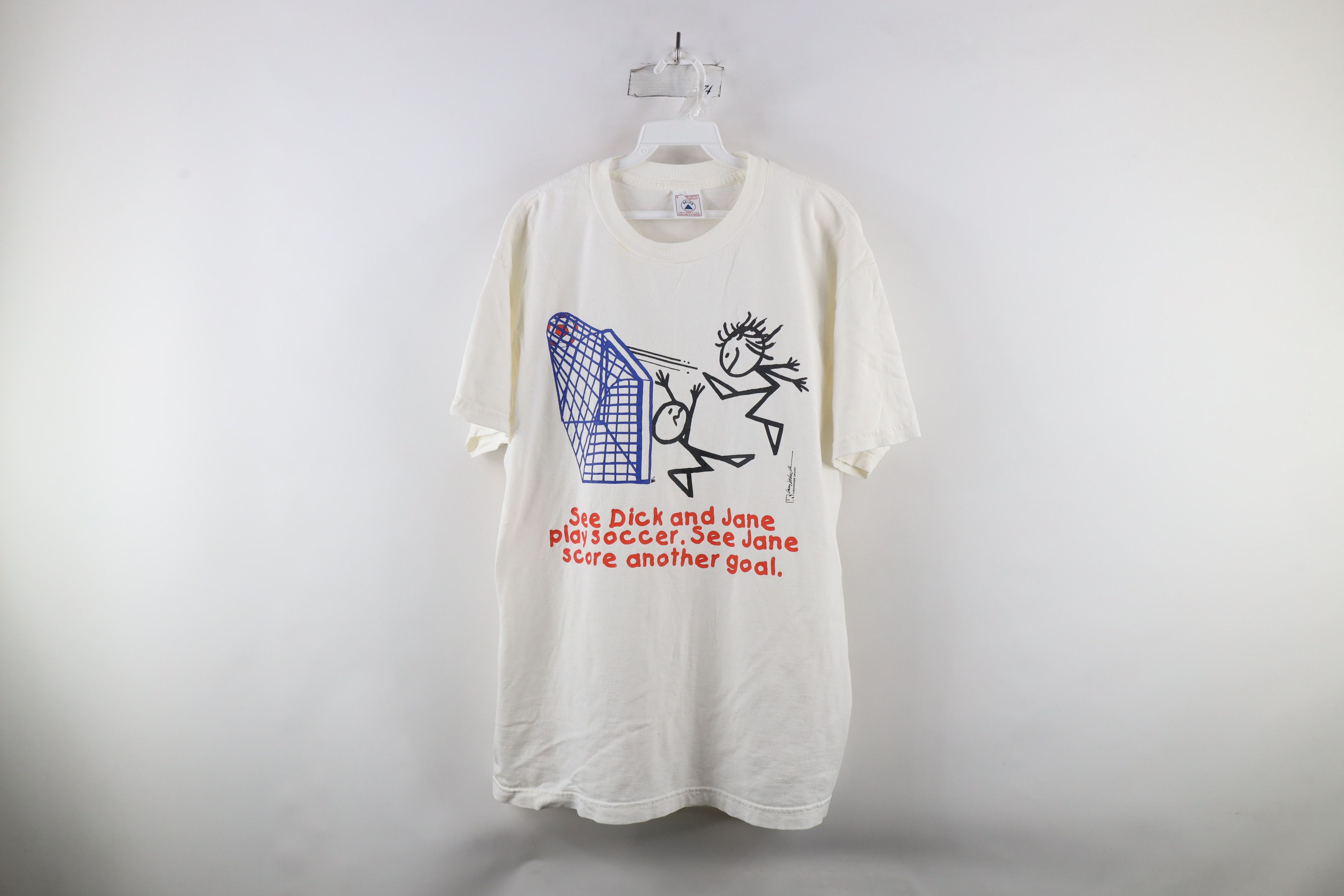Vintage Vintage 90s Streetwear Jane Soccer Short Sleeve T-Shirt USA Size US L / EU 52-54 / 3 - 1 Thumbnail