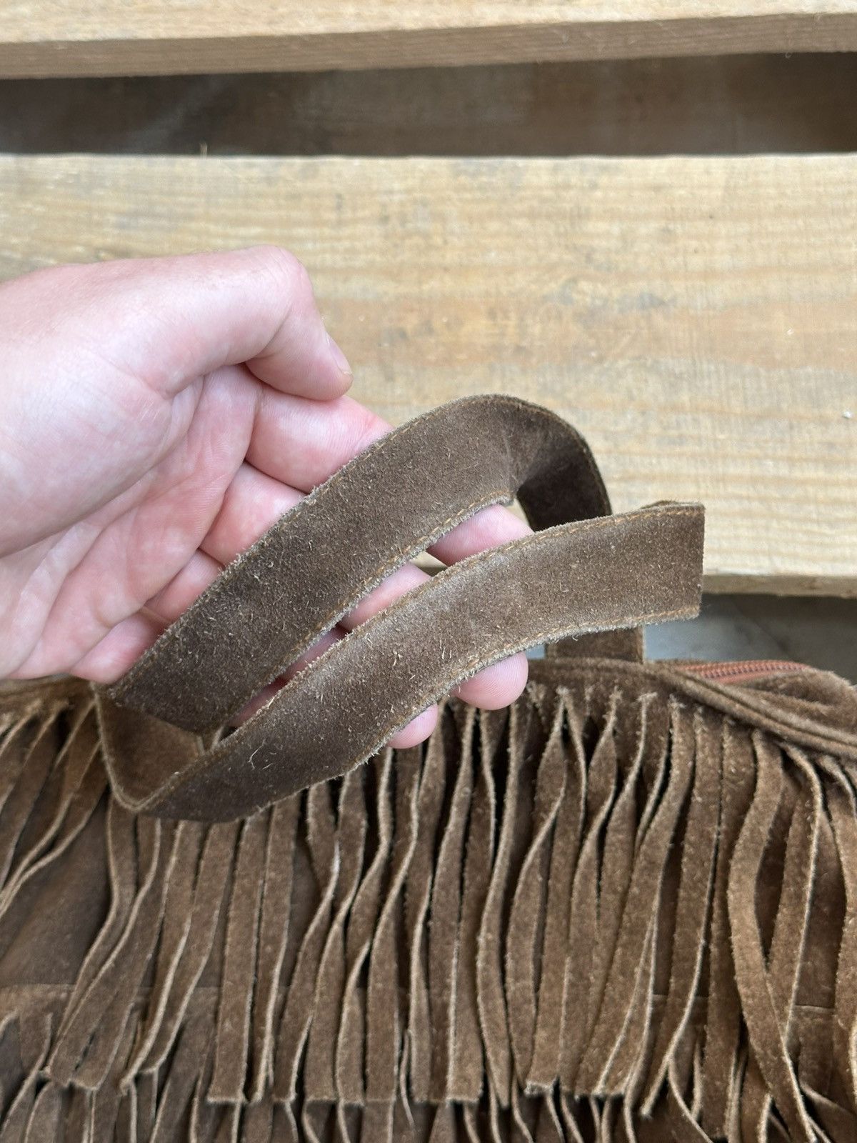 If Six Was Nine Vintage Suede Brown Fringe Western Handle Bag Size ONE SIZE - 5 Thumbnail