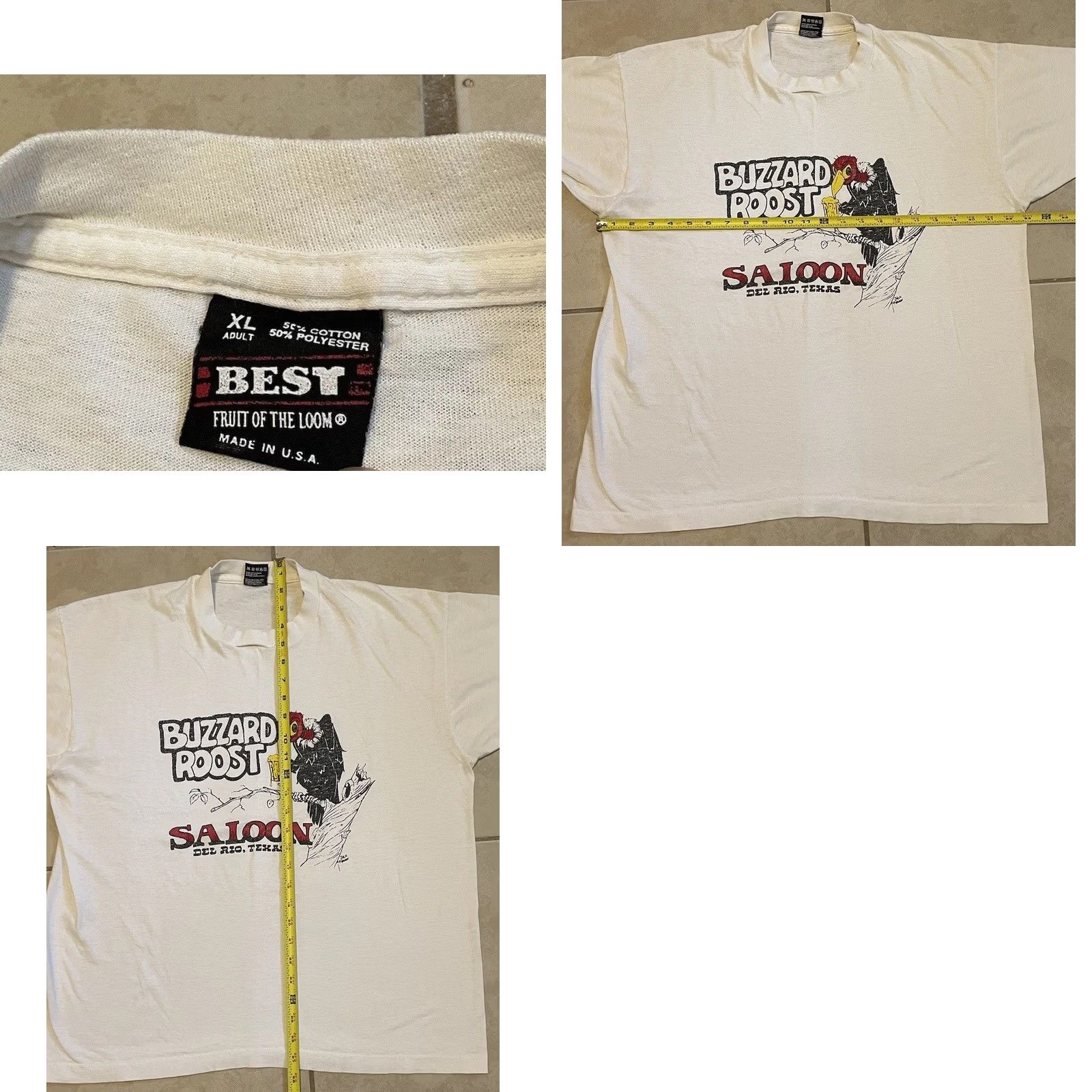 Vintage VINTAGE Buzzard Roost Saloon Shirt Mens L White 80s 90s Grunge Punk Harley Trucker Western USA Biker Cartoon Rock Bar Beer Size US L / EU 52-54 / 3 - 9 Thumbnail