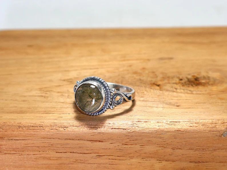 Handmade Handmade Black Rutile Gemstone Ring: Sterling Silver Ring Size ONE SIZE - 4 Thumbnail