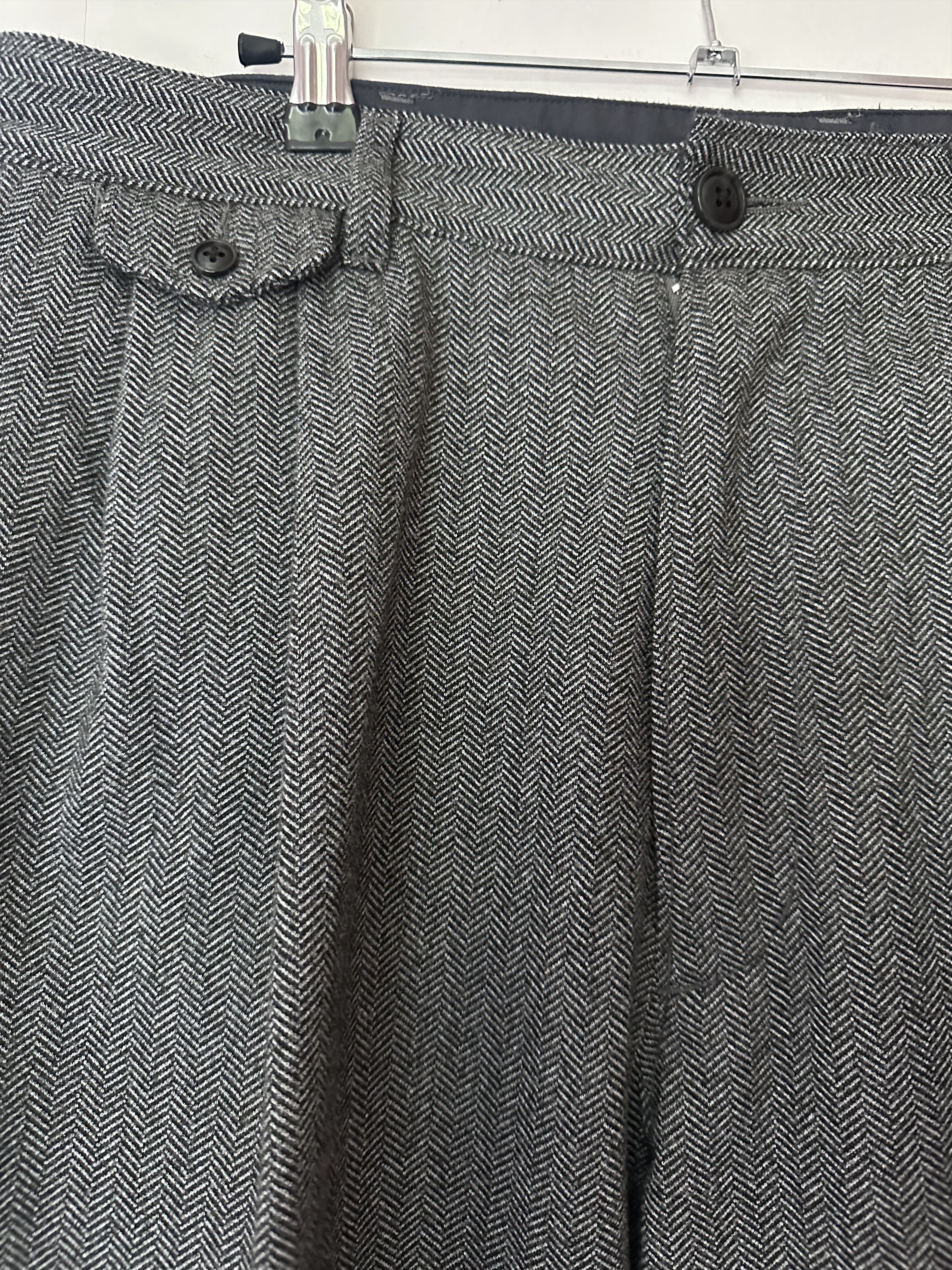 Pherrow's Pherrow's Wool Tailored Black Herringbone Suit Size 44R - 9 Thumbnail