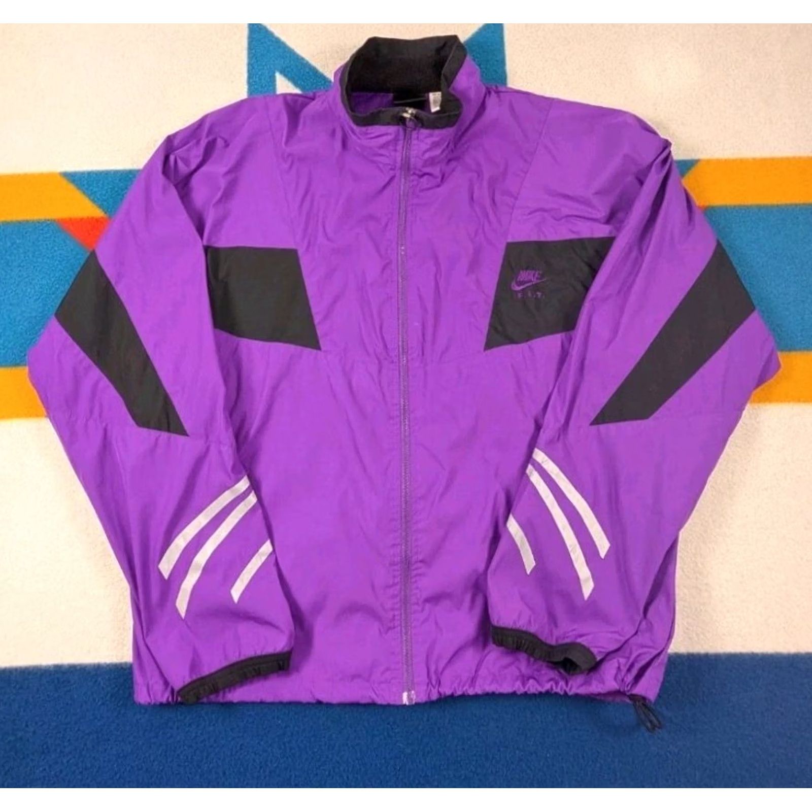 Nike VINTAGE Nike Tracksuit Jacket + Pants Full Zip Large Purple 90s Mens Size 42R - 2 Thumbnail