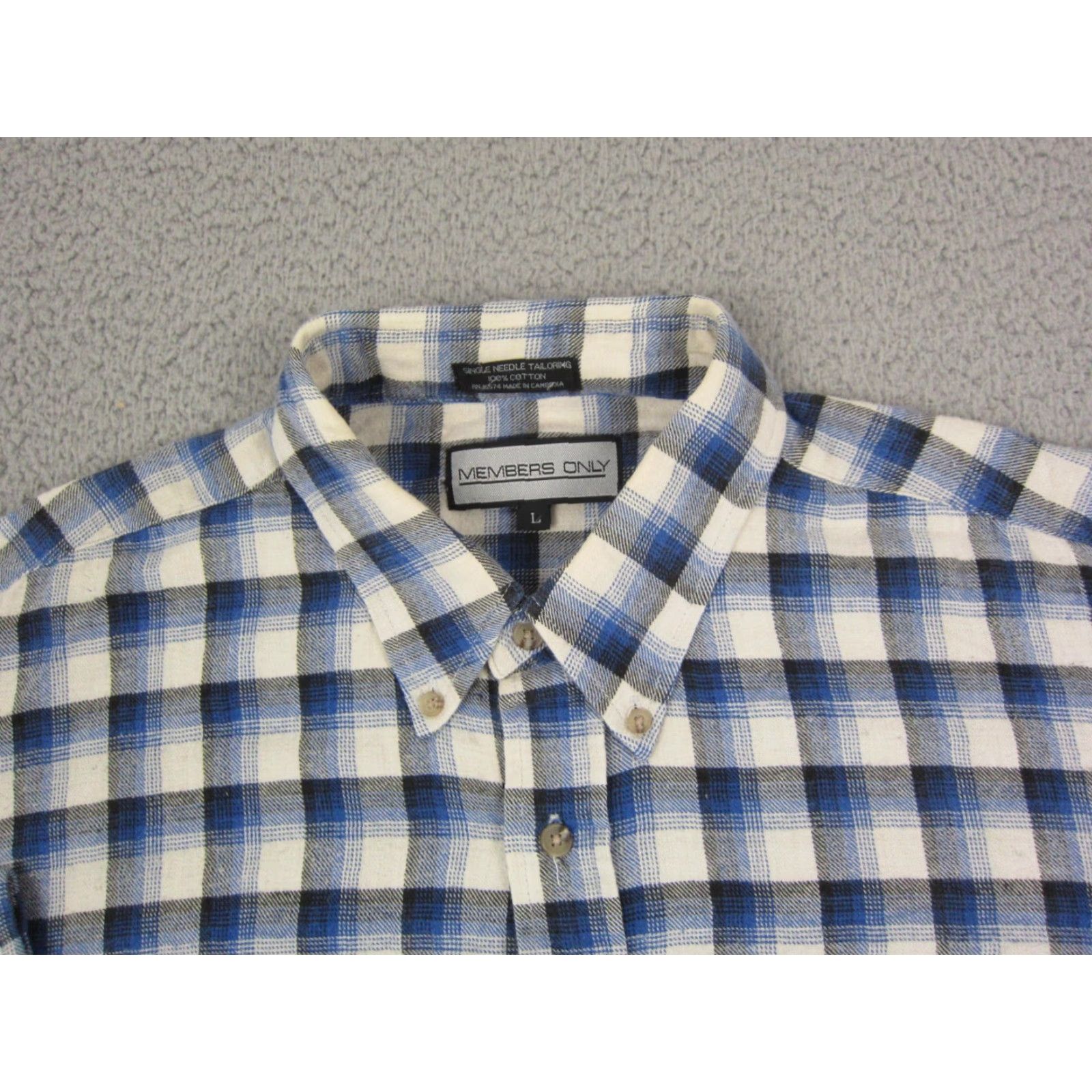 Members Only VINTAGE Members Only Shirt Mens Adult Large Blue Plaid Flannel Cotton 80s Shirt Button-Up 90s Theme Size US L / EU 52-54 / 3 - 3 Thumbnail