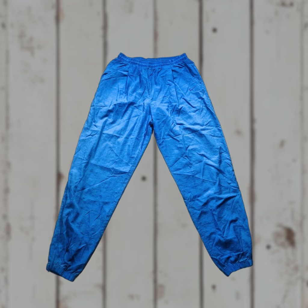 Nike VINTAGE Nike Pants Mens Large Blue Nylon Track Windbreaker Joggers Athletic 90s Size US 33 - 1 Thumbnail