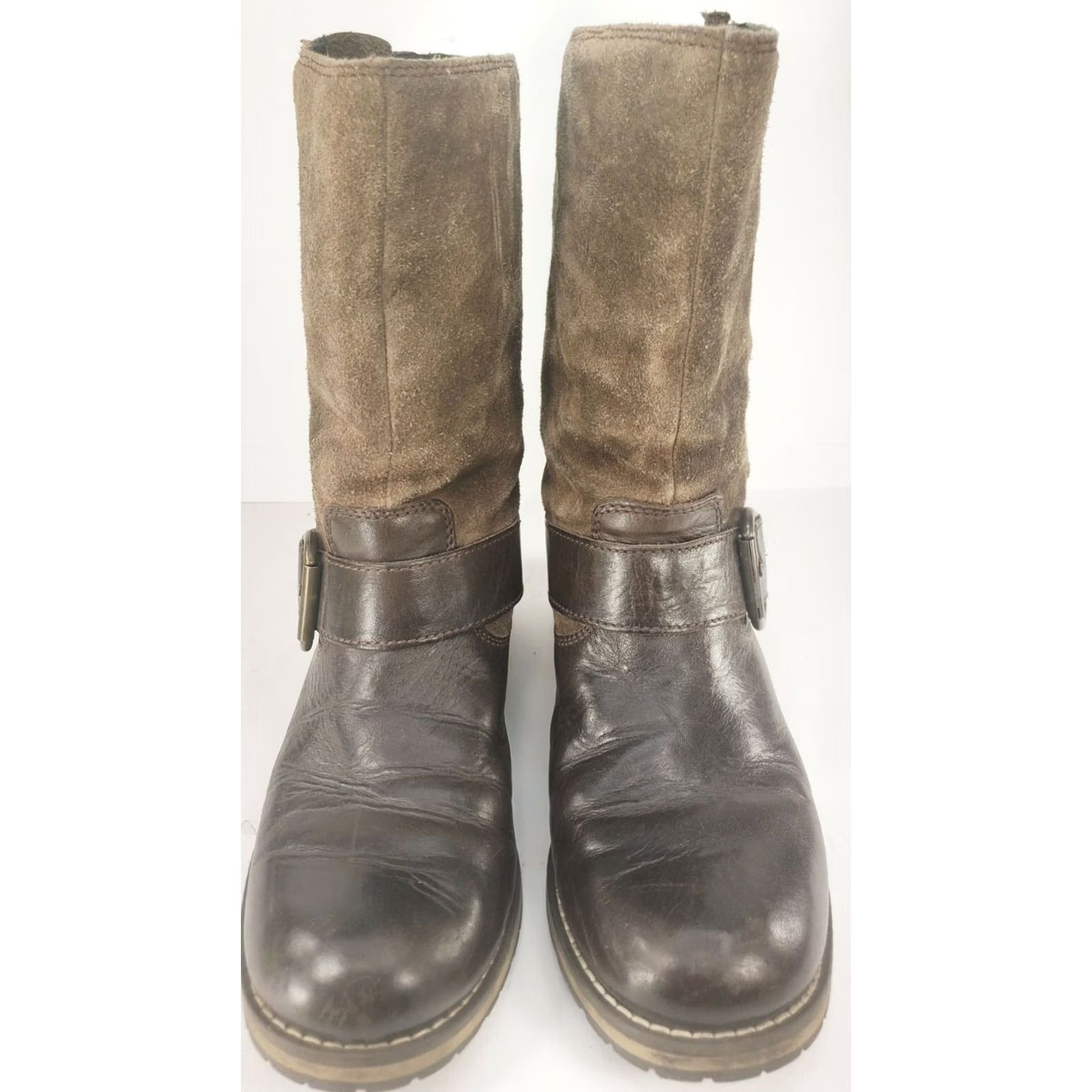 Clarks Clarks Majorca Isle Boots Women's 7M Brown Suede Leather Zip Block Heel Two Tone Western Casual Comfort Boots Women 66576 Size US 7 / IT 37 - 3 Thumbnail