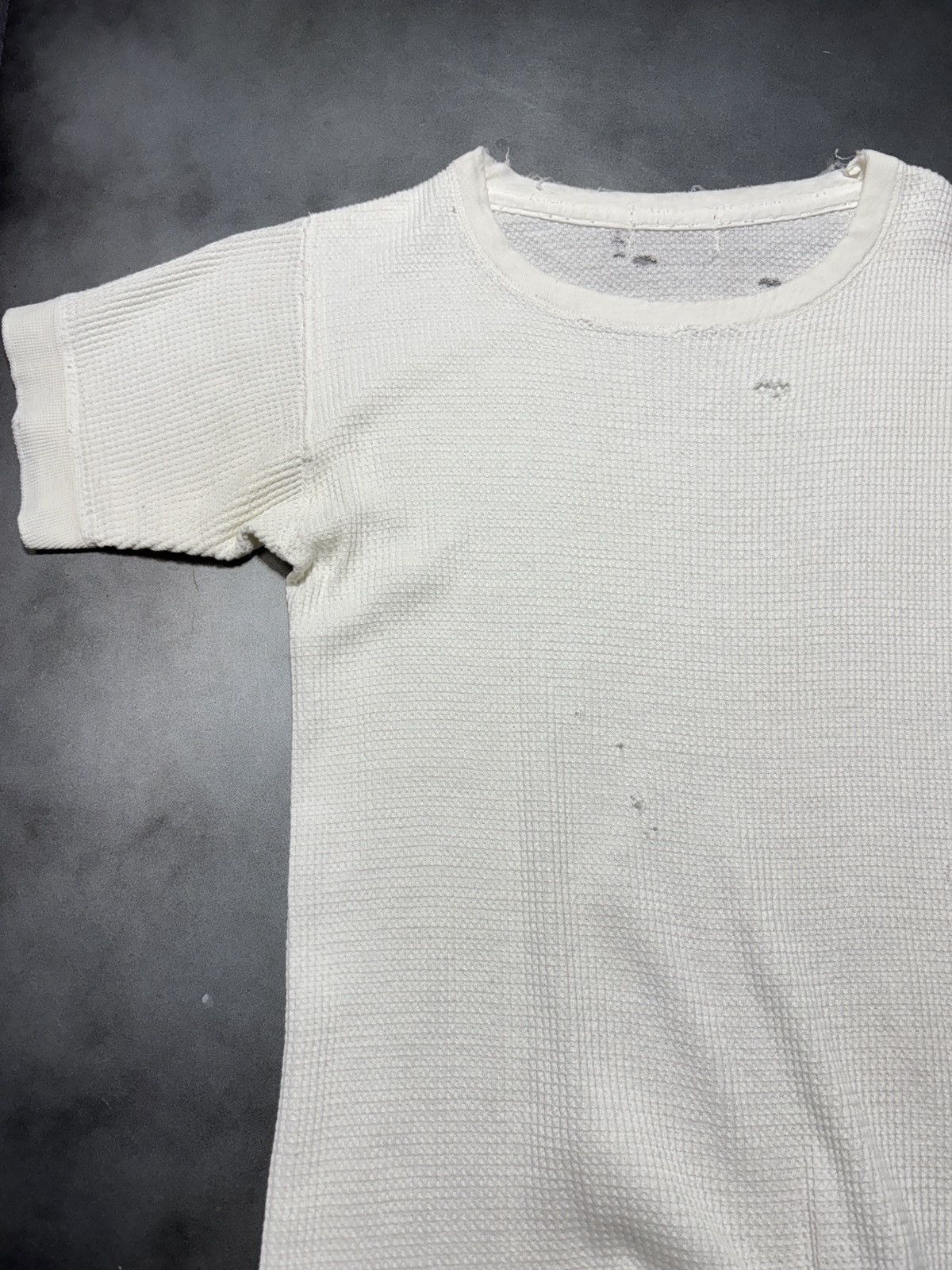 Vintage Thrashed Vintage Thermal T-Shirt Waffle Blank White Distress Size US S / EU 44-46 / 1 - 7 Thumbnail