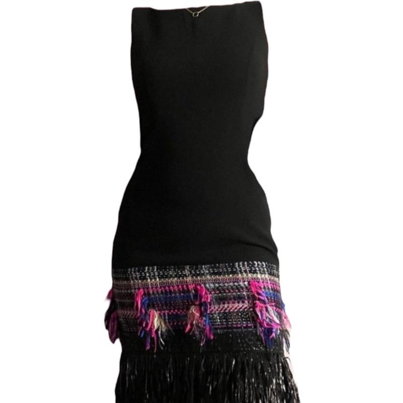 MILLY MILLY Black Multi Color-Couture Tweed Fringe Dress. Sz 4 New Size S / US 4 / IT 40 - 11 Thumbnail