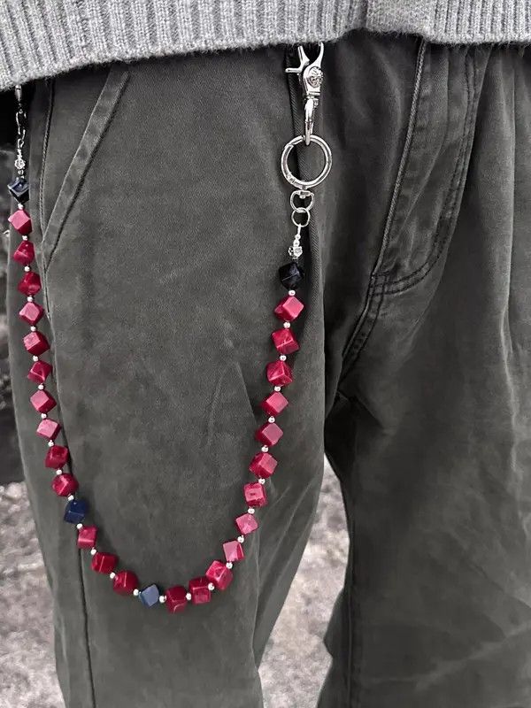 Jewelry Ink-painted acrylic red beads Wallet Chain ,Jeans Chain Size ONE SIZE - 2 Thumbnail